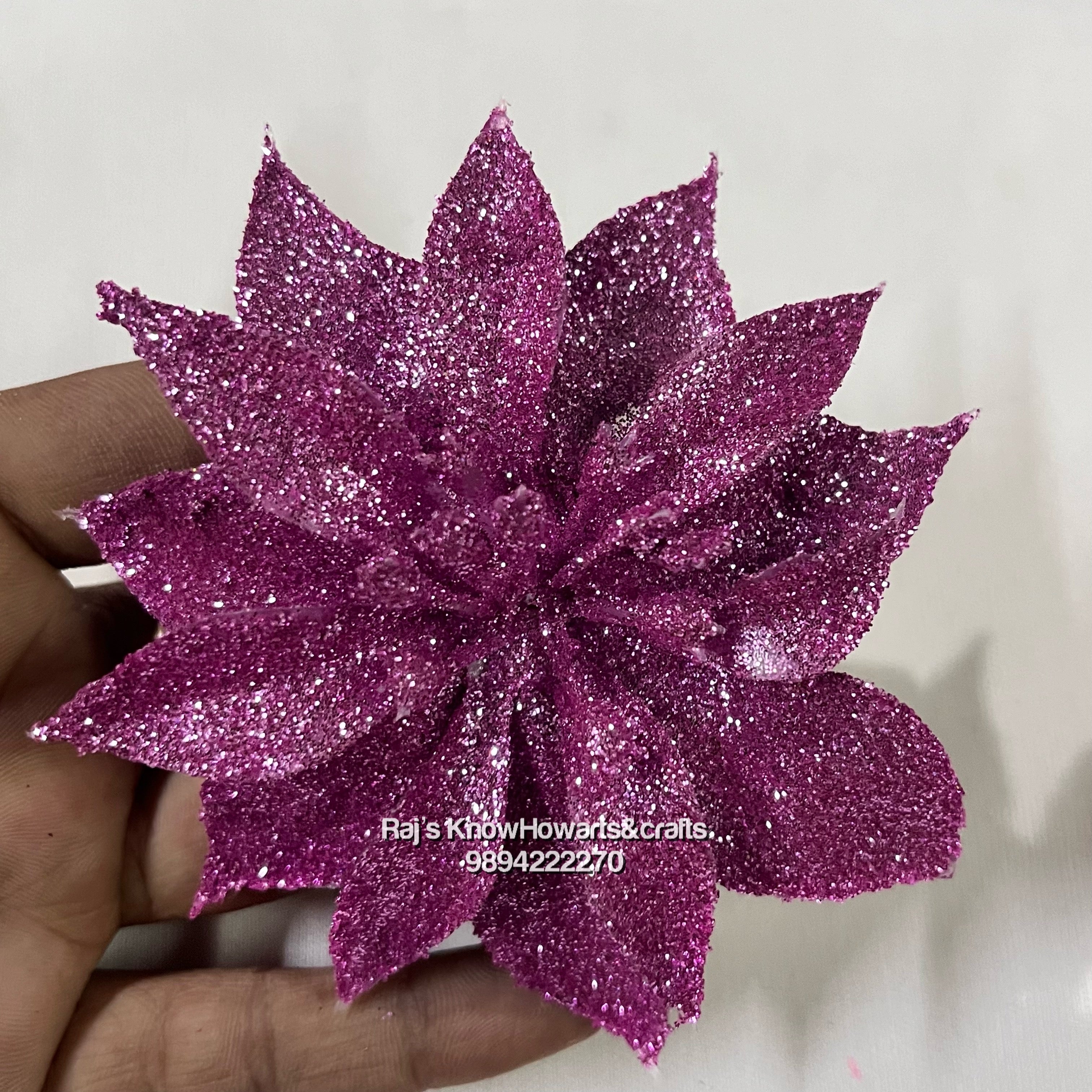 Purple Glitter flower - 2 pc