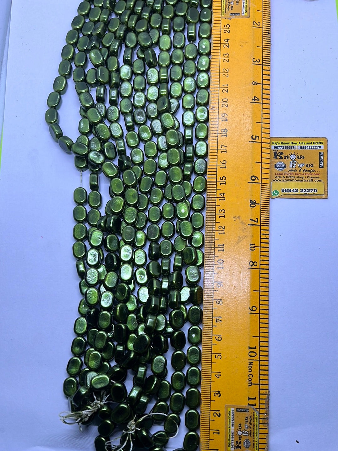 Green color Tablet beads  1 punch - 4