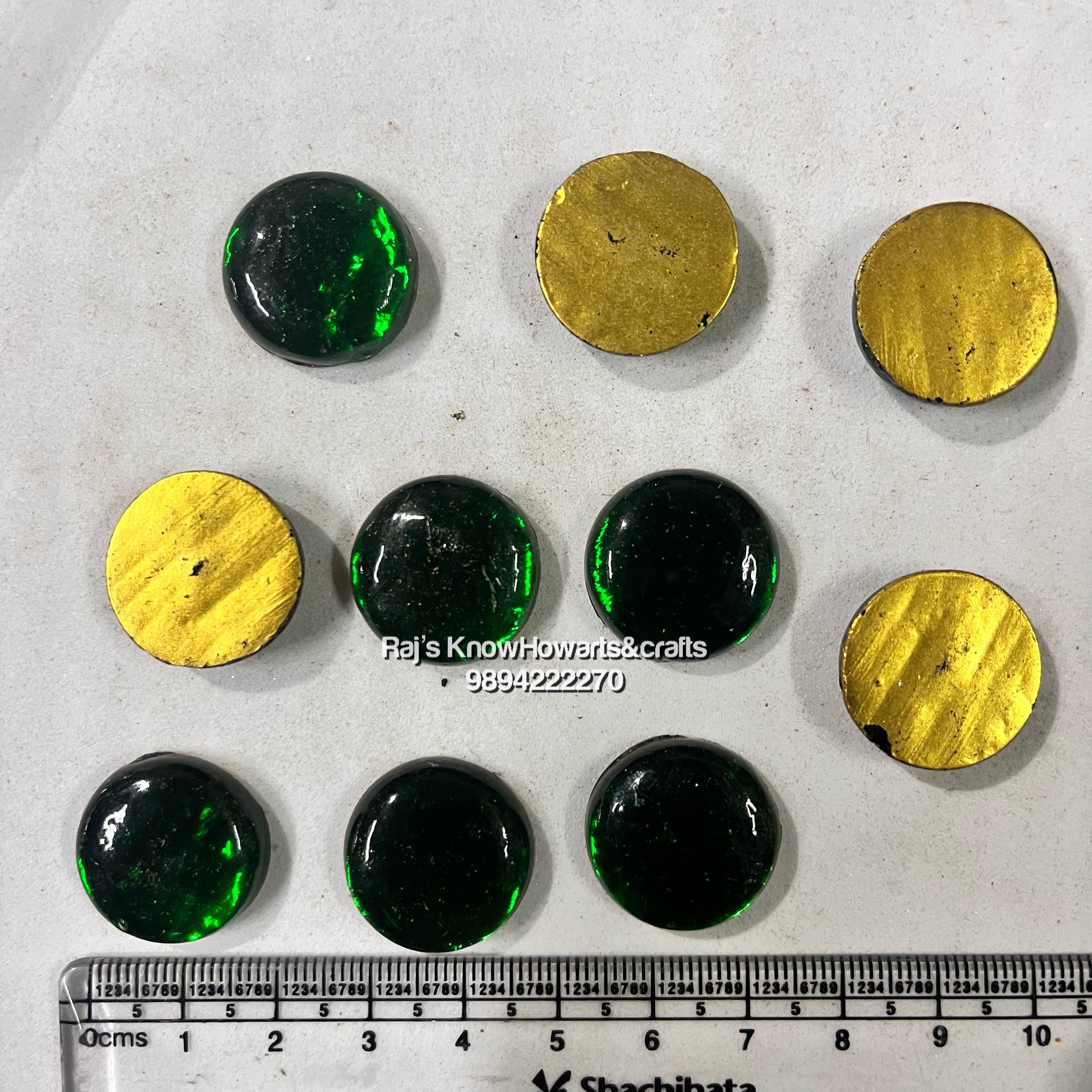 20mm Green Round Tanjore Painting Jaipur Kundan stones -25  stones in a pack - 20GR