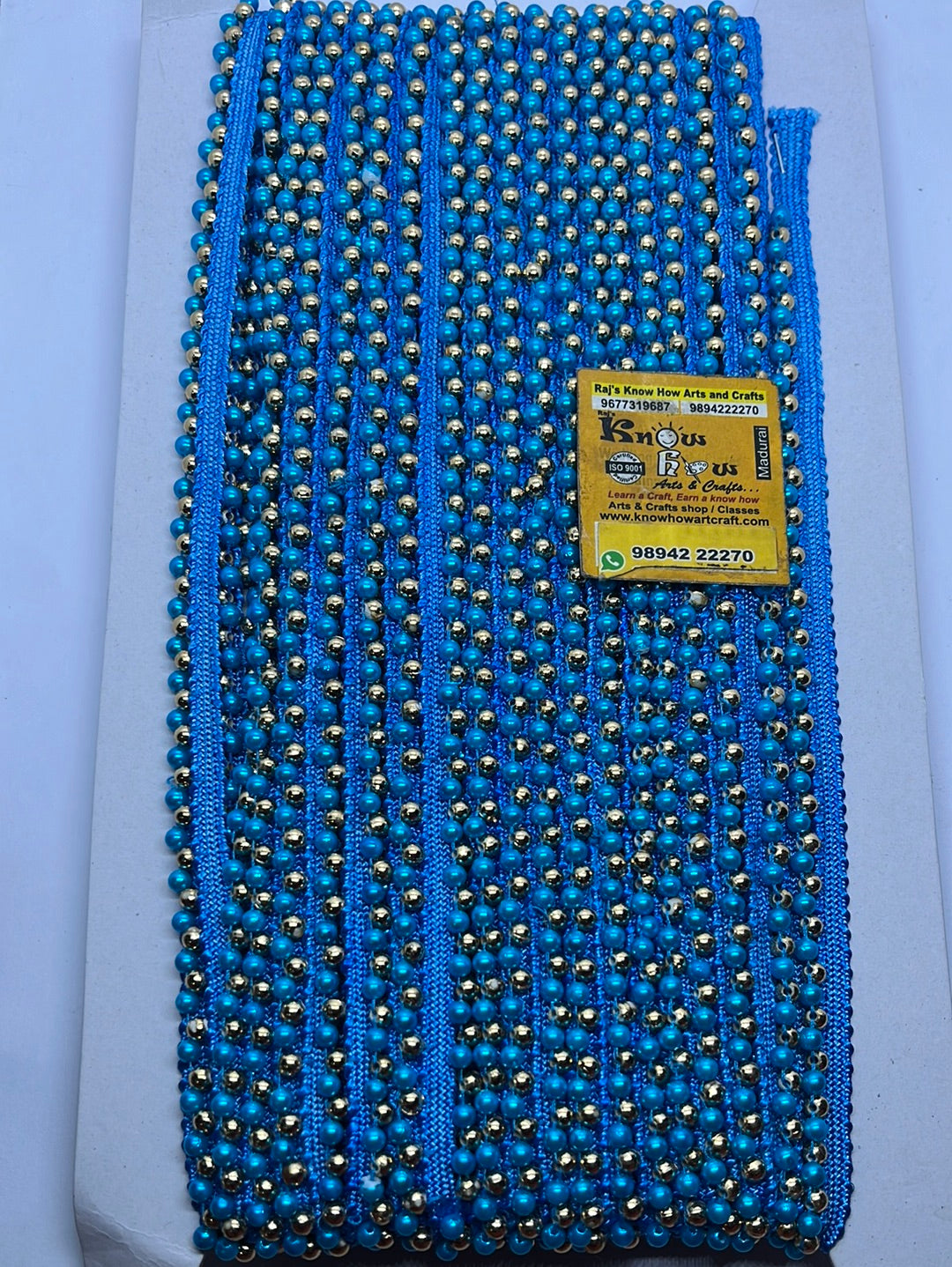 Bright blue  stone  lace - 1 meter