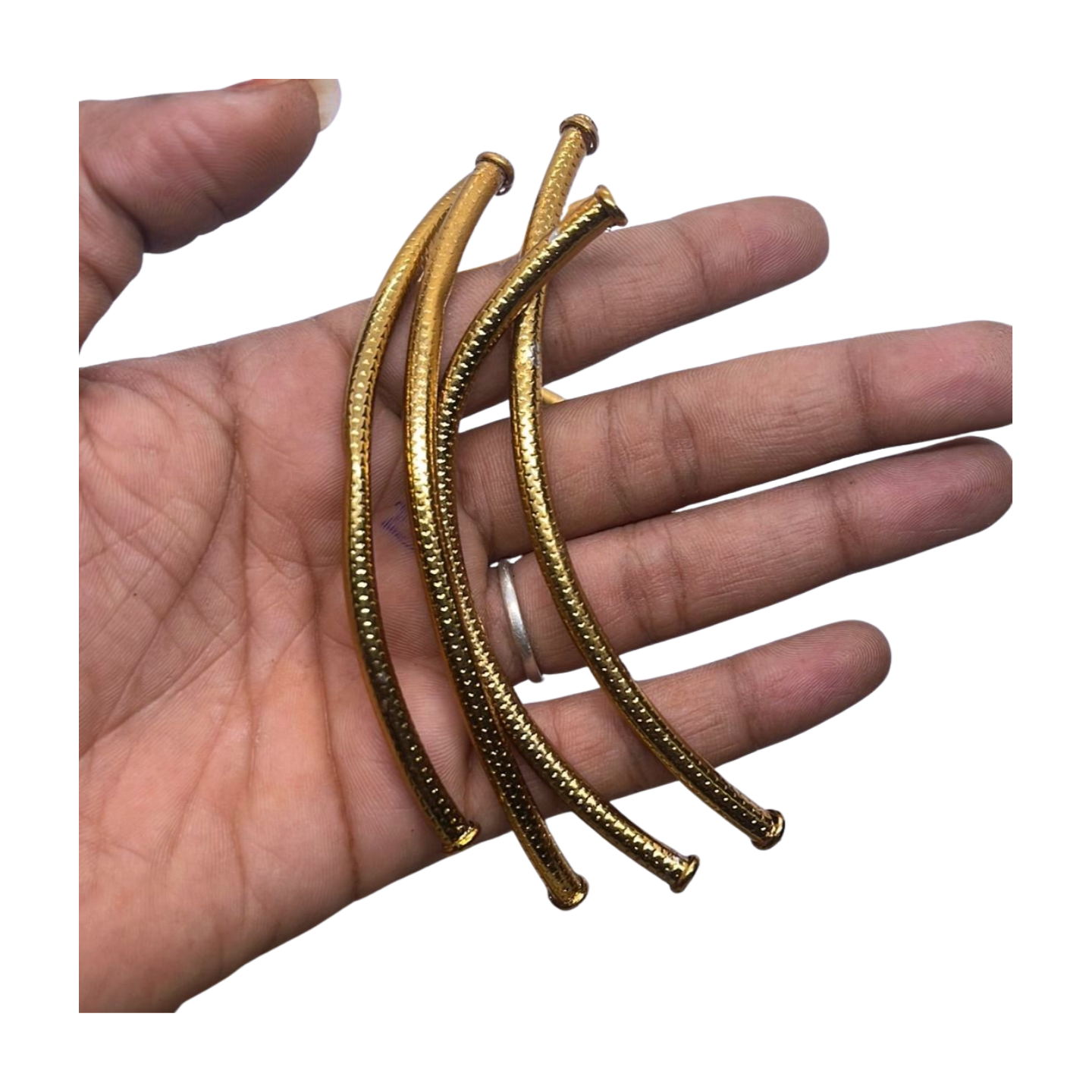 Bend pipe tubes gold beads  jewelry making 2pc