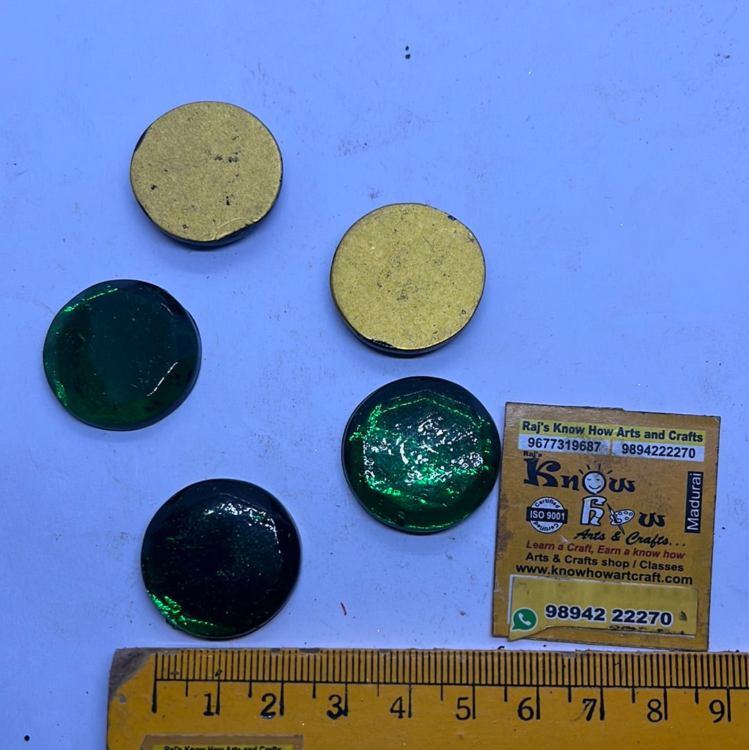 20mm green round  Tanjore Painting Jaipur Kundan stones-6 stones in a pack