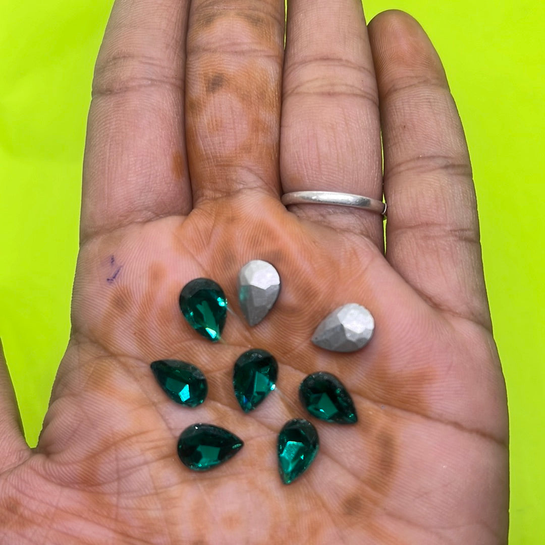 7x10 green Thilakam Tanjore Painting American diamond stones-8 stones in a pack