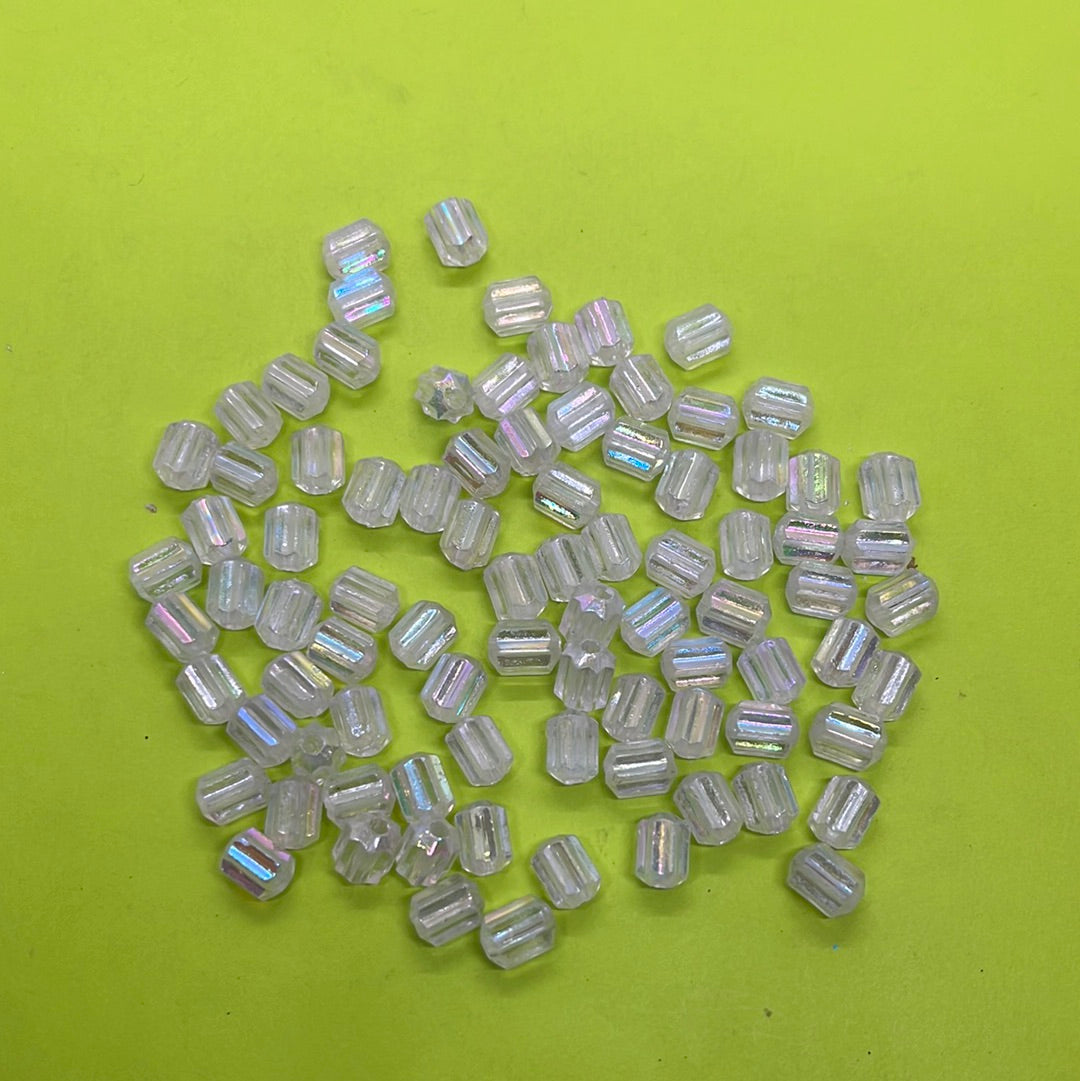 Acrylic silver lined clear square beads 100g