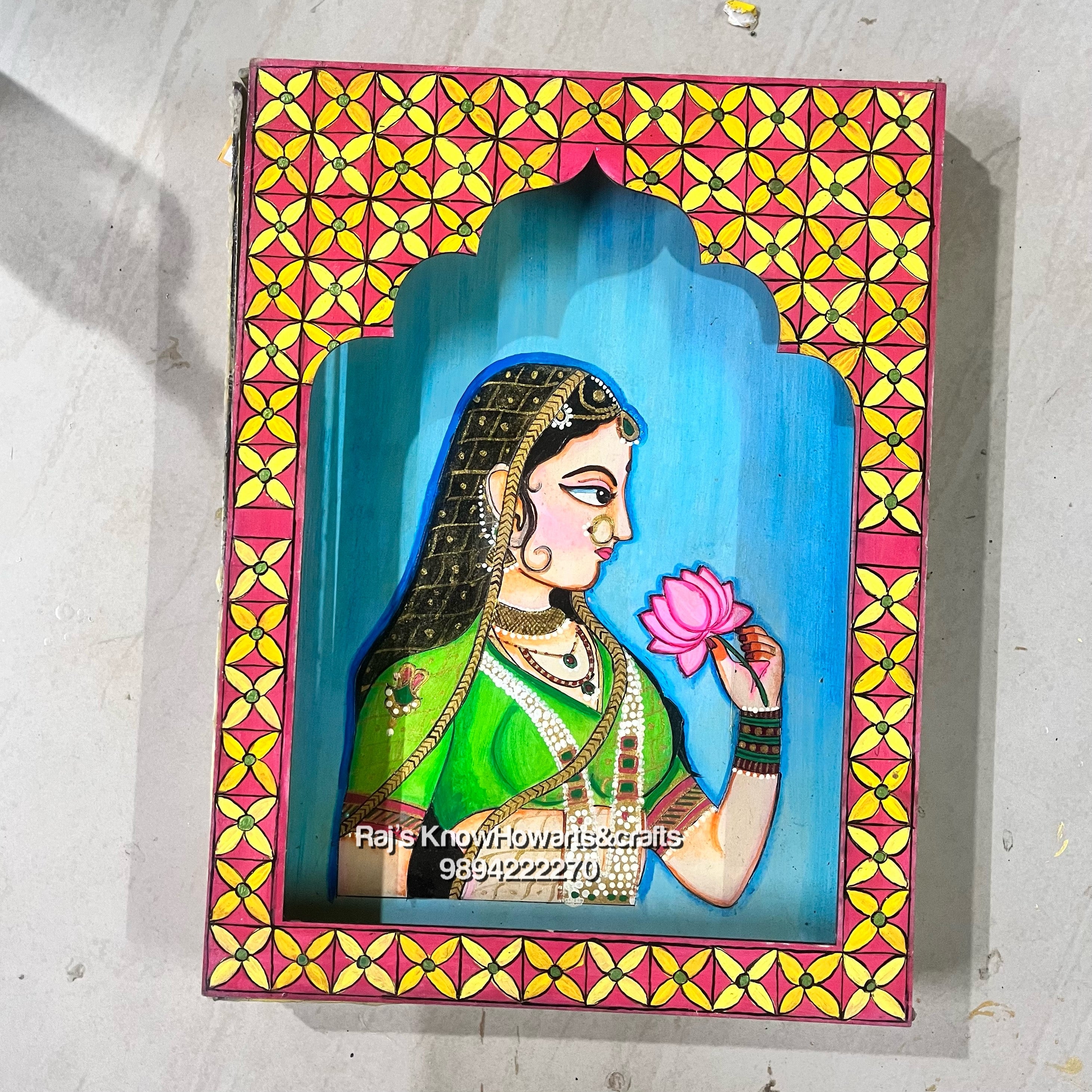 Colourful jharokha painting raja rani