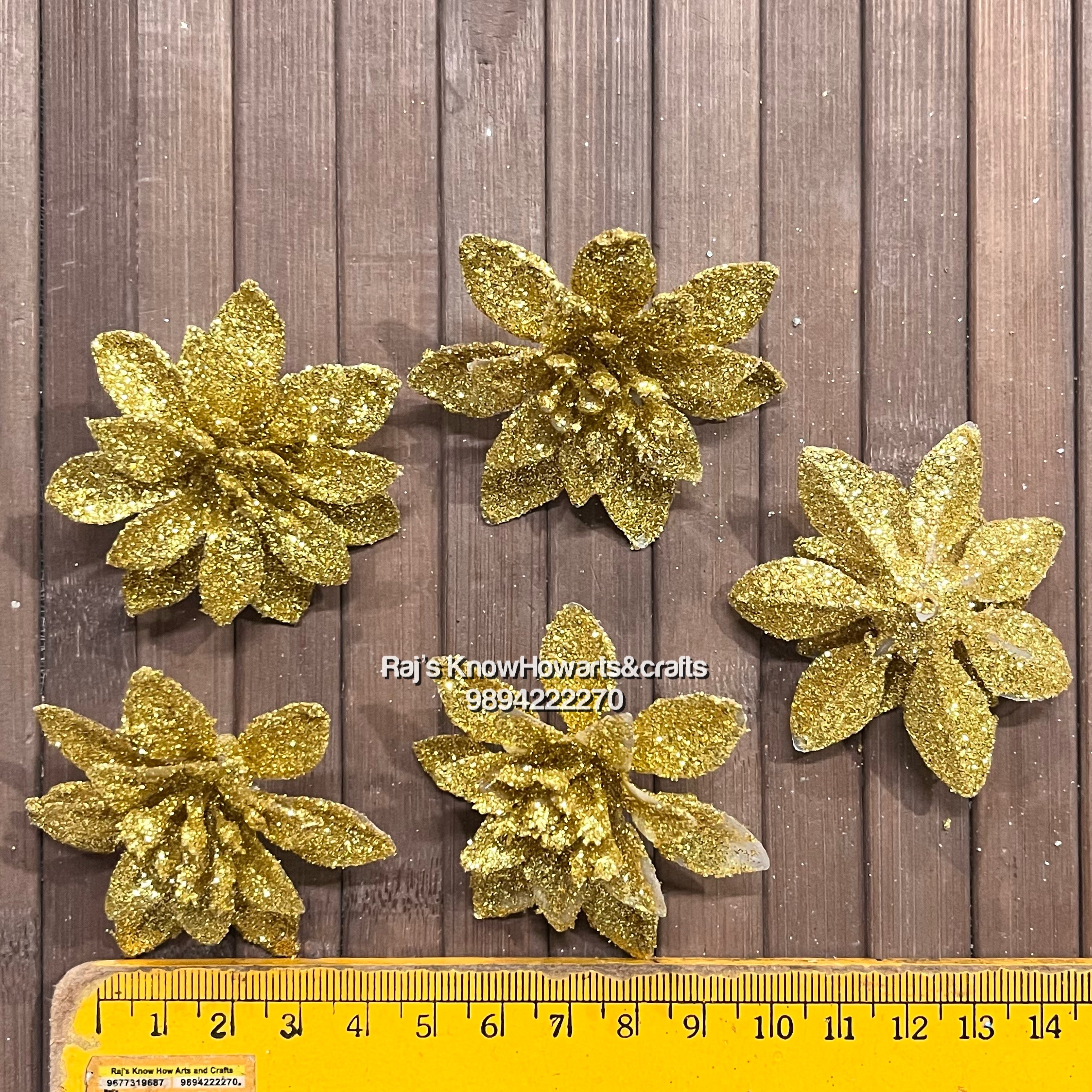 Gold Glitter flower - 2 pc