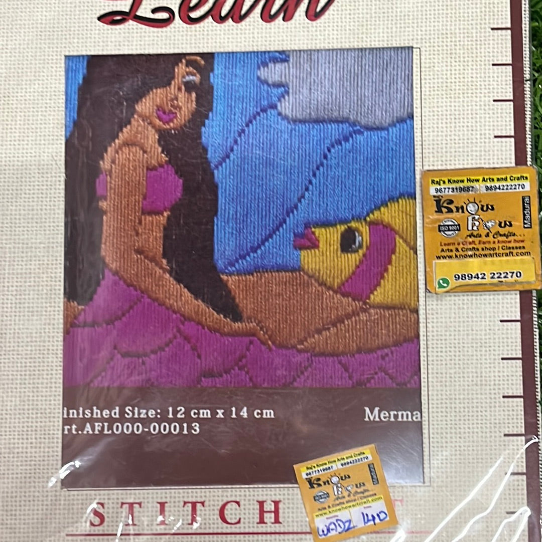 Anchor stitch embroidery kit mermaid finished size 12cm x 14cm