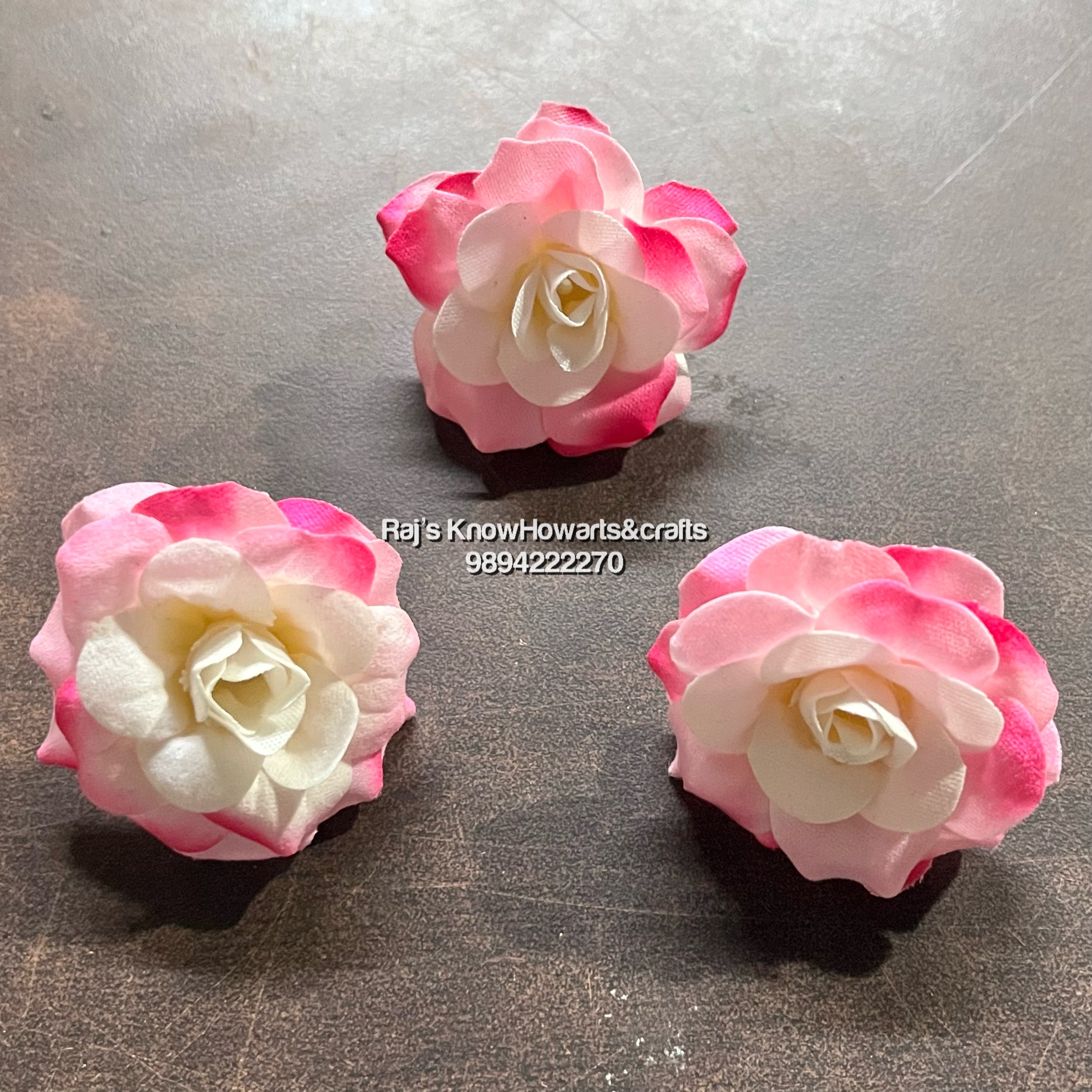 Small size Fabric light pink rose  - 10 pc in a pack