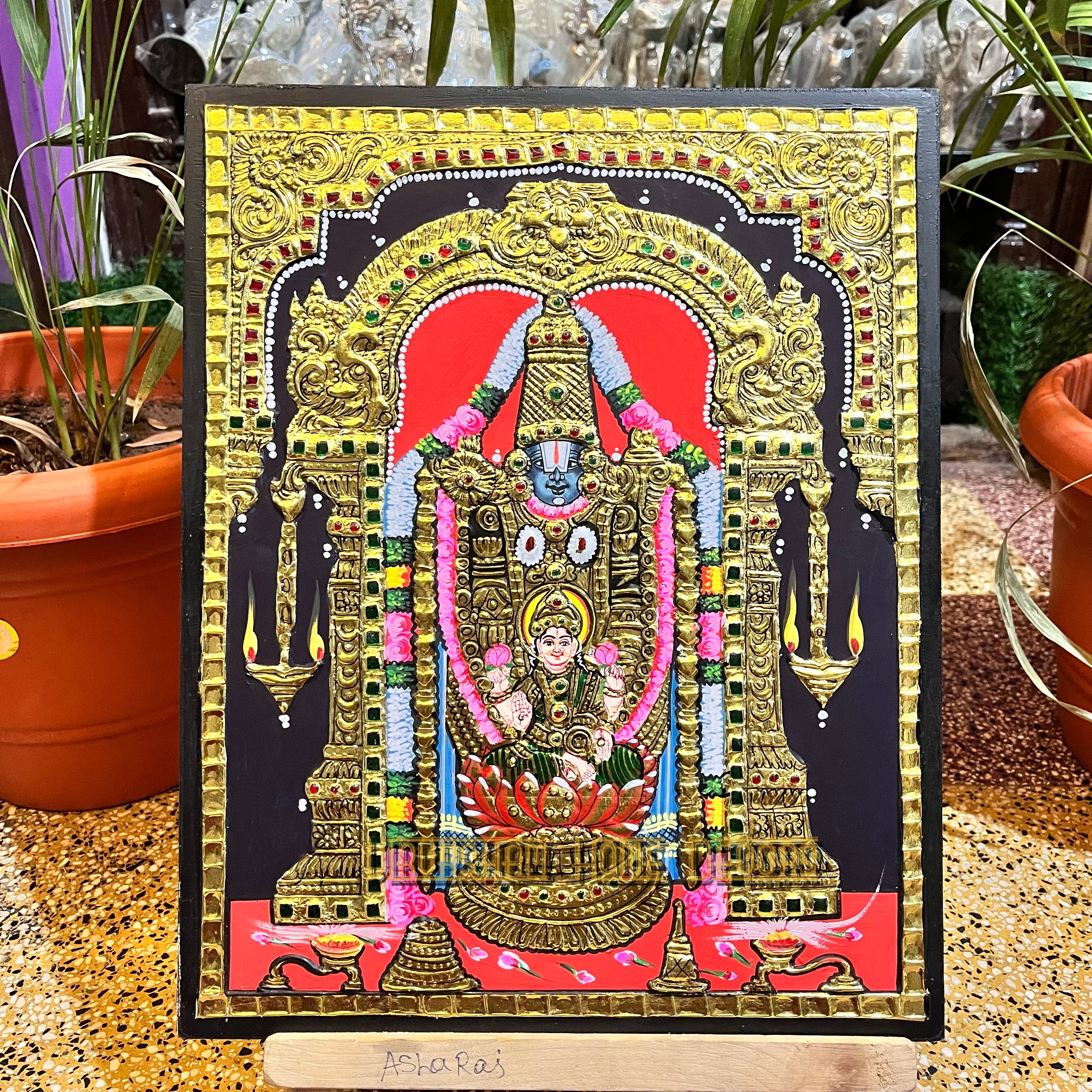 Thirupathi lakshmi 12x15  Tanjore painting -1 board(15 days delivery time)without frame