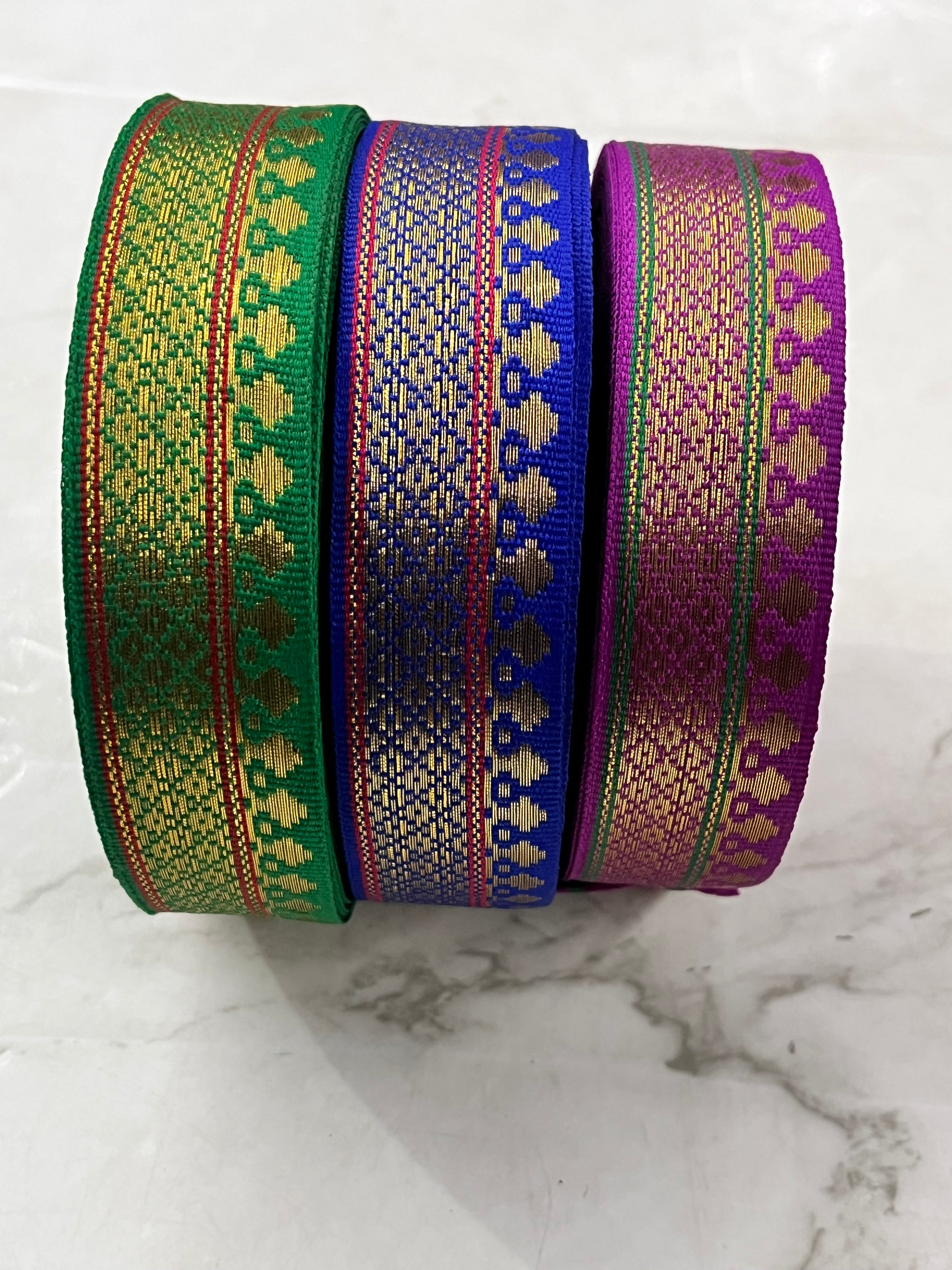 Pattu lace-1 meter pack assorted colours-1pack
