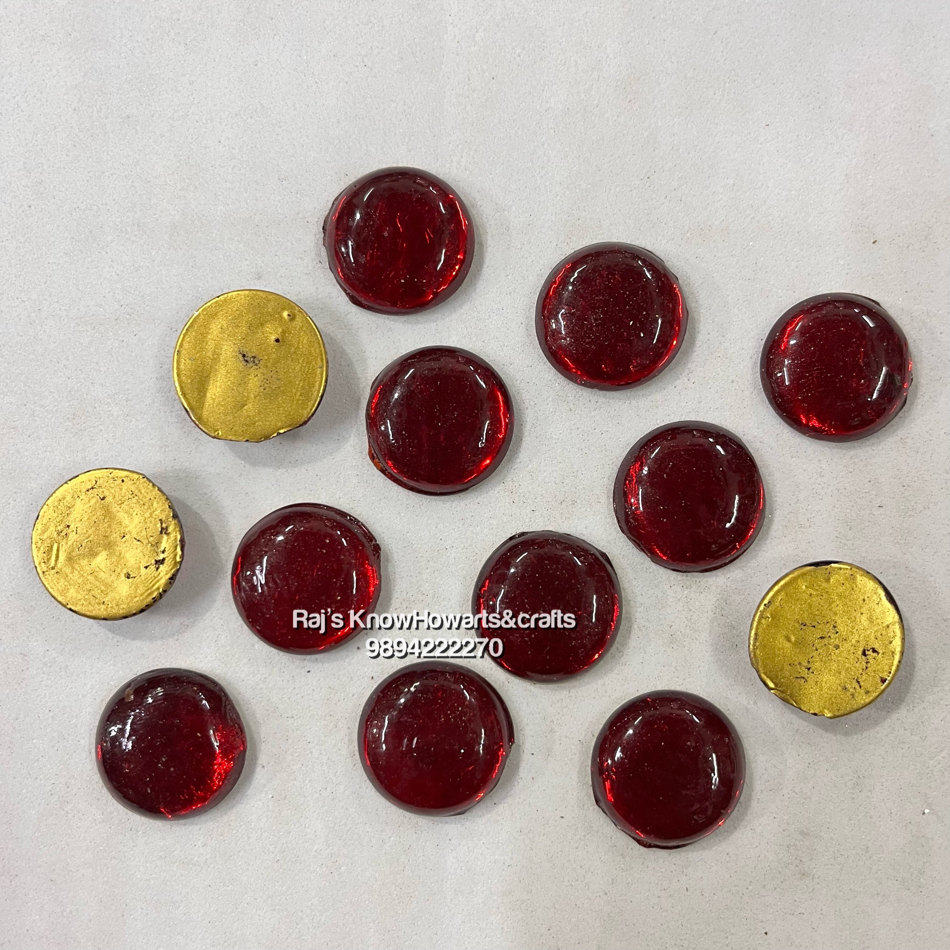 18mm Red Round  Tanjore Painting Jaipur Kundan stones-50 stones in a pack - 18RR