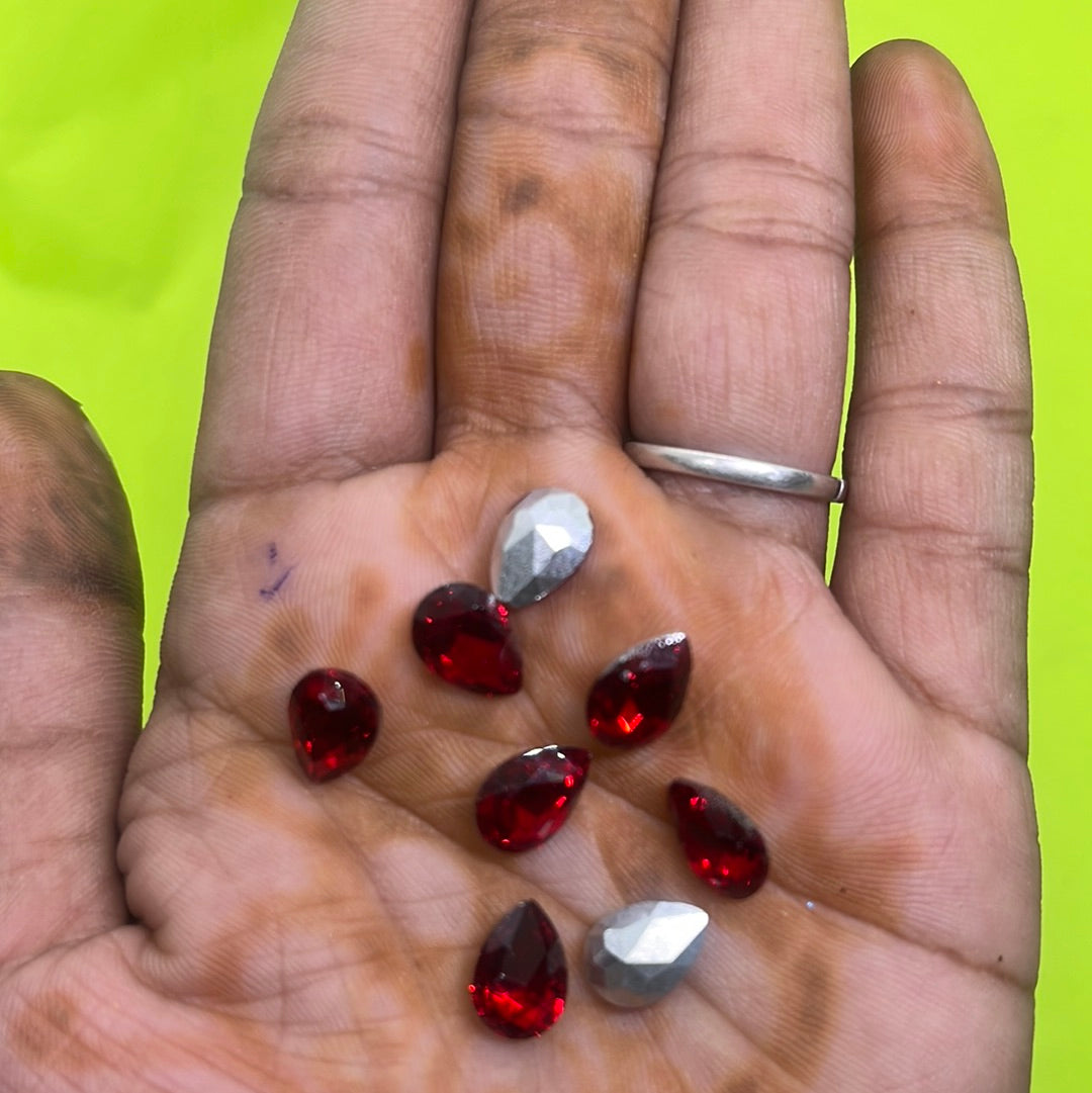 7x10 Red Thilakam Tanjore Painting American diamond Kundan stones-8 stones in a pack