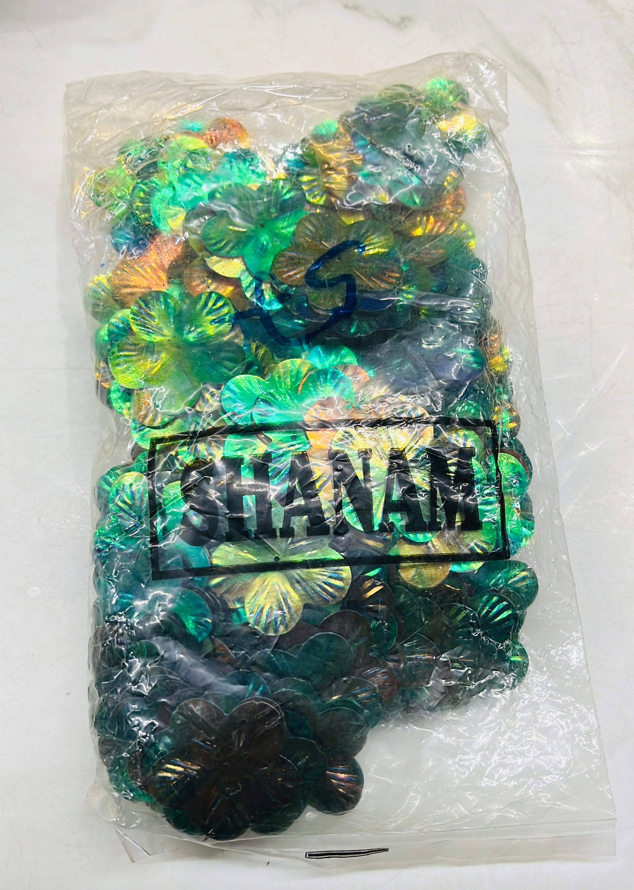Flower design green shining sequence 100g-1pack/555C