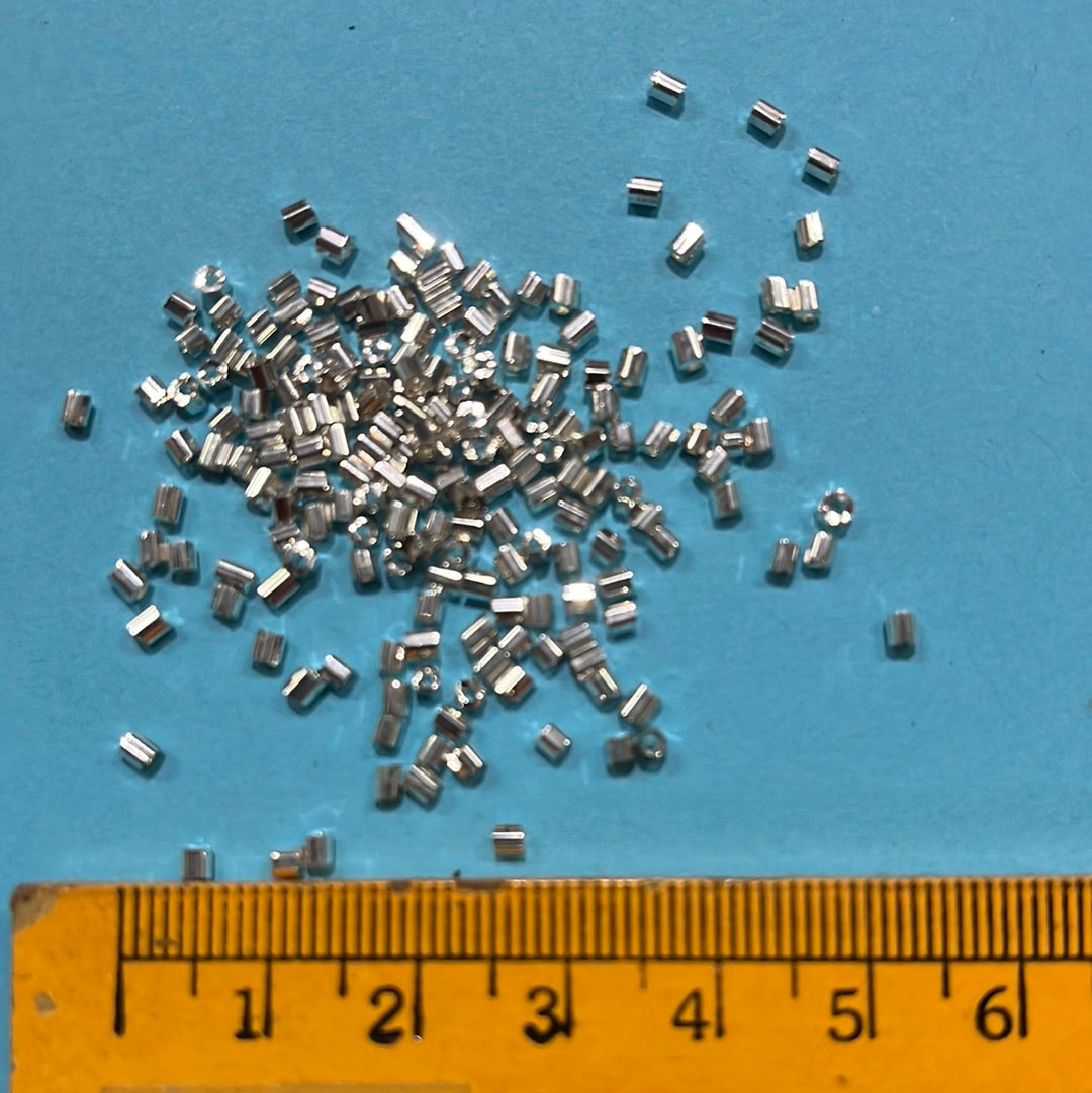 Aari tube beads-50 g in a pack -  silver seed Tube bead