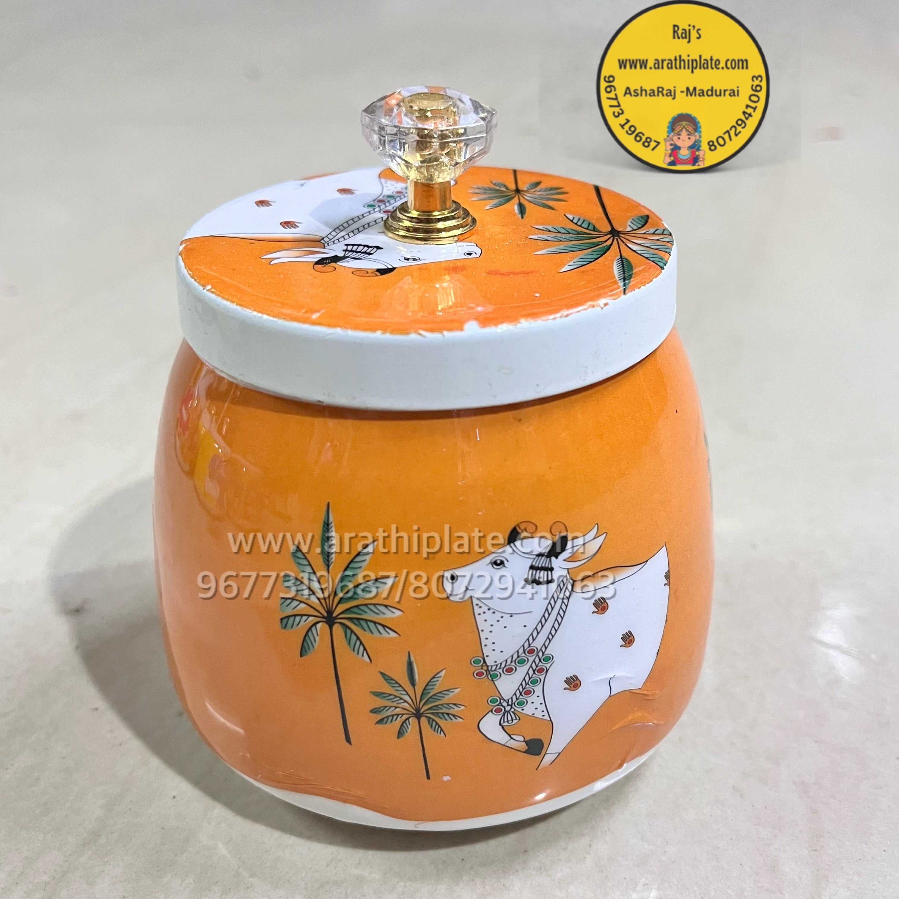 Assorted Pichwai cow printed jar -1 piece