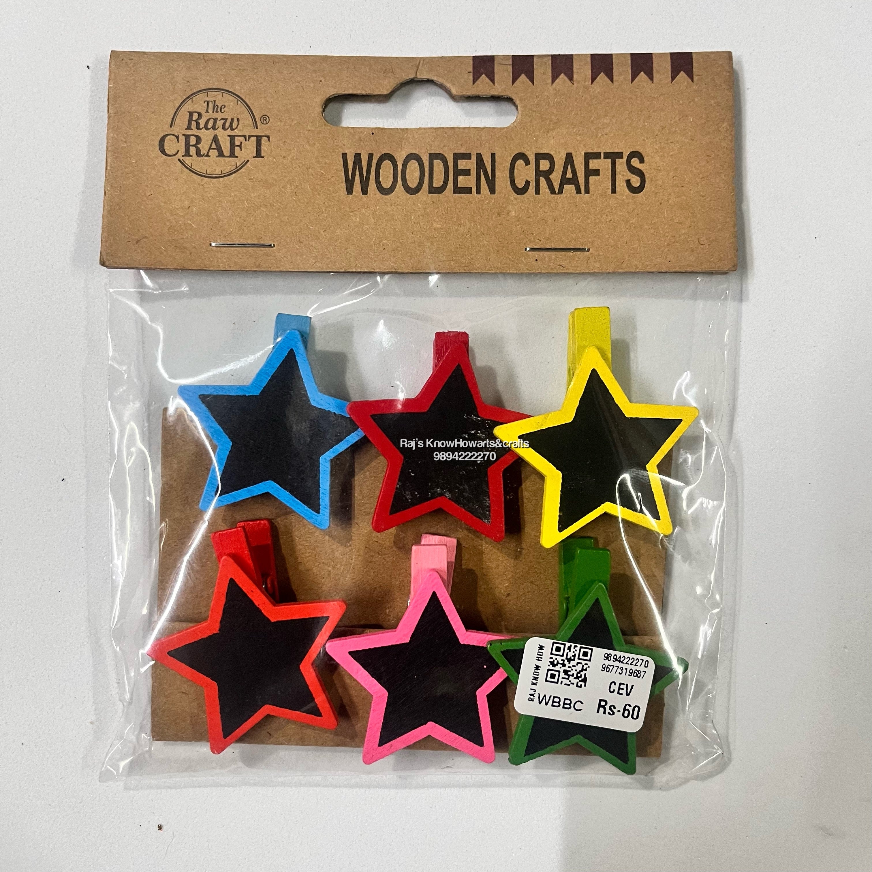 WOODEN BLACK BOARD CLIP -6 PC COLOUR