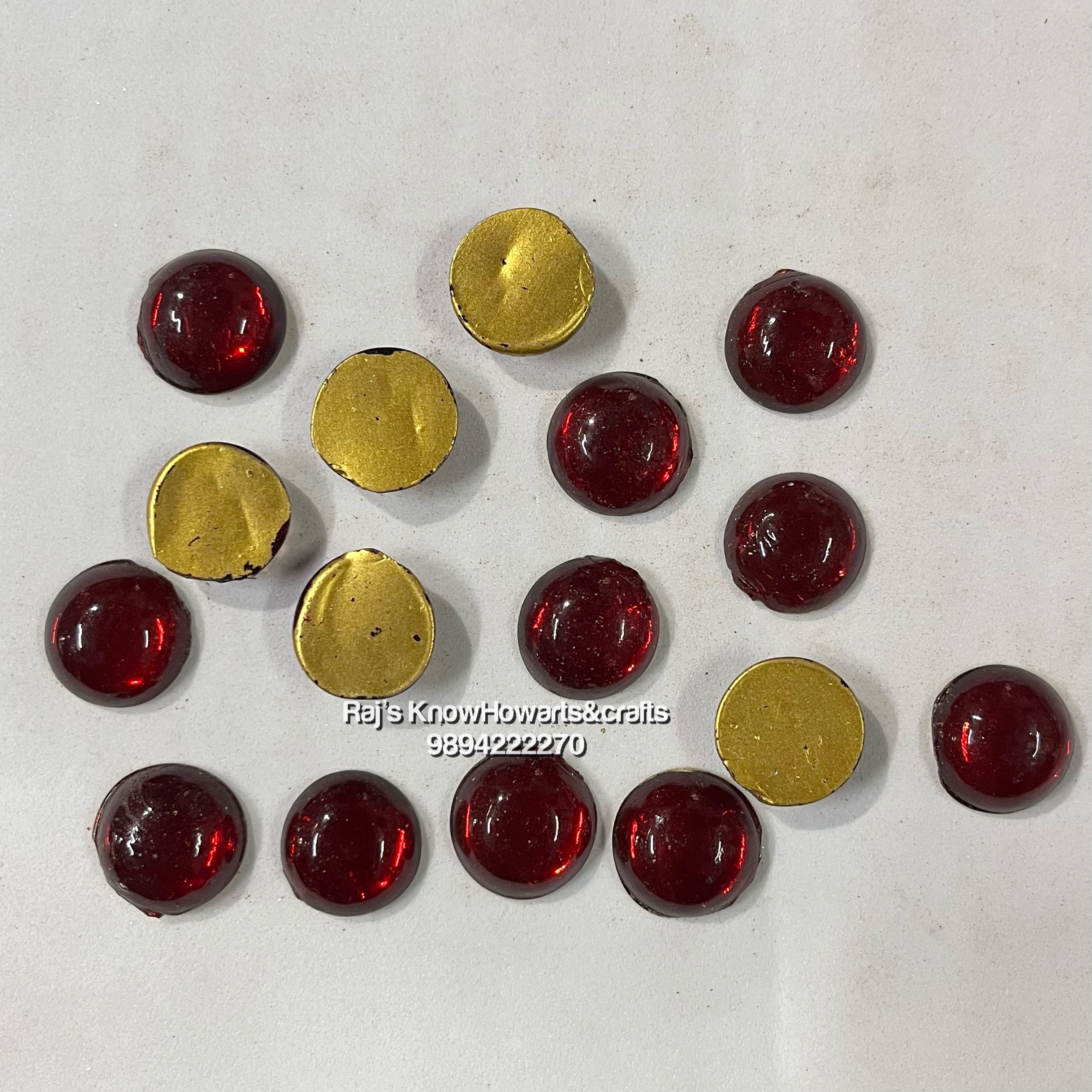 16mm Red Round Tanjore Painting Jaipur Kundan stones-50 stones in a pack - 16RR