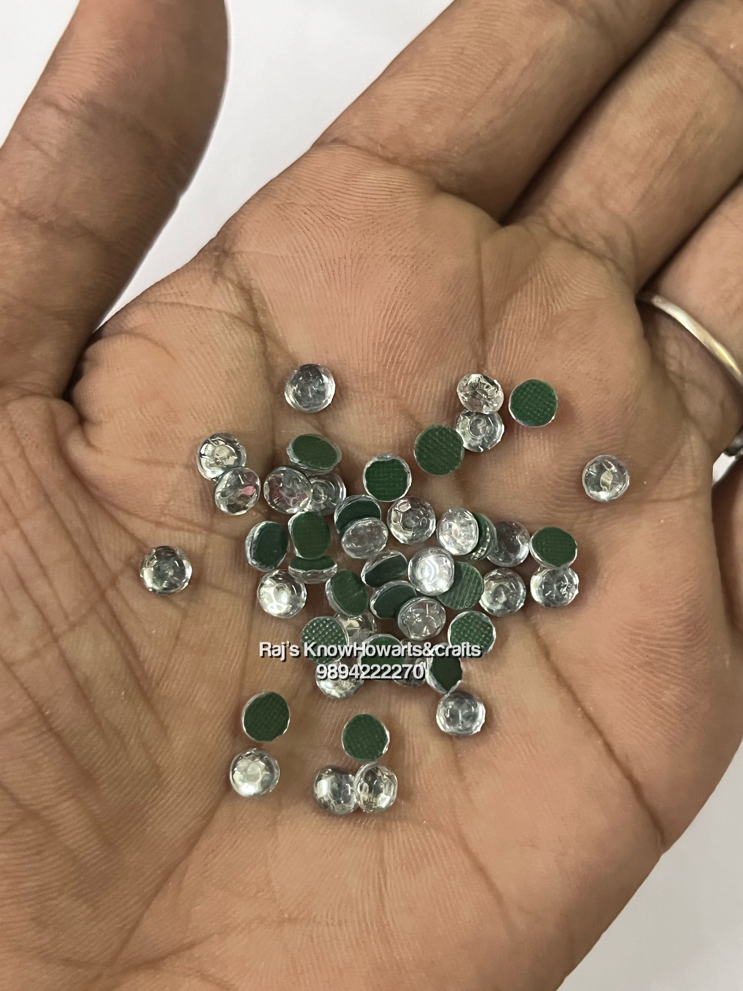 3mm Round kundan  ironing stone  - 50g in a pack