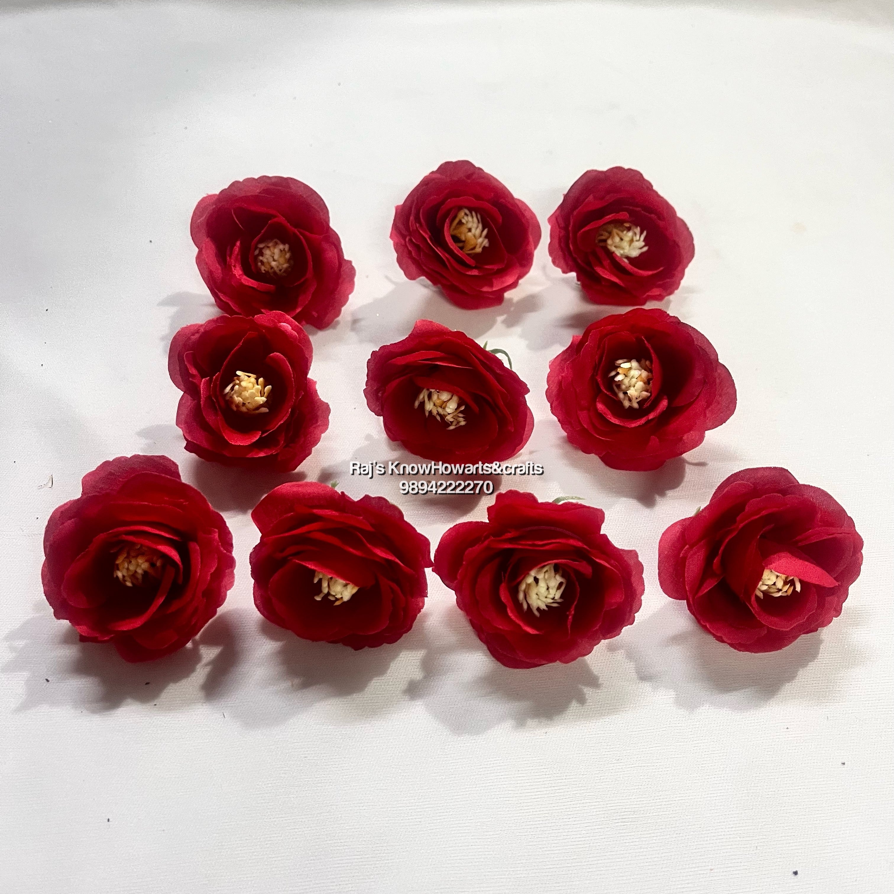 Rose With Pollens Red- 10 piece in a Pack