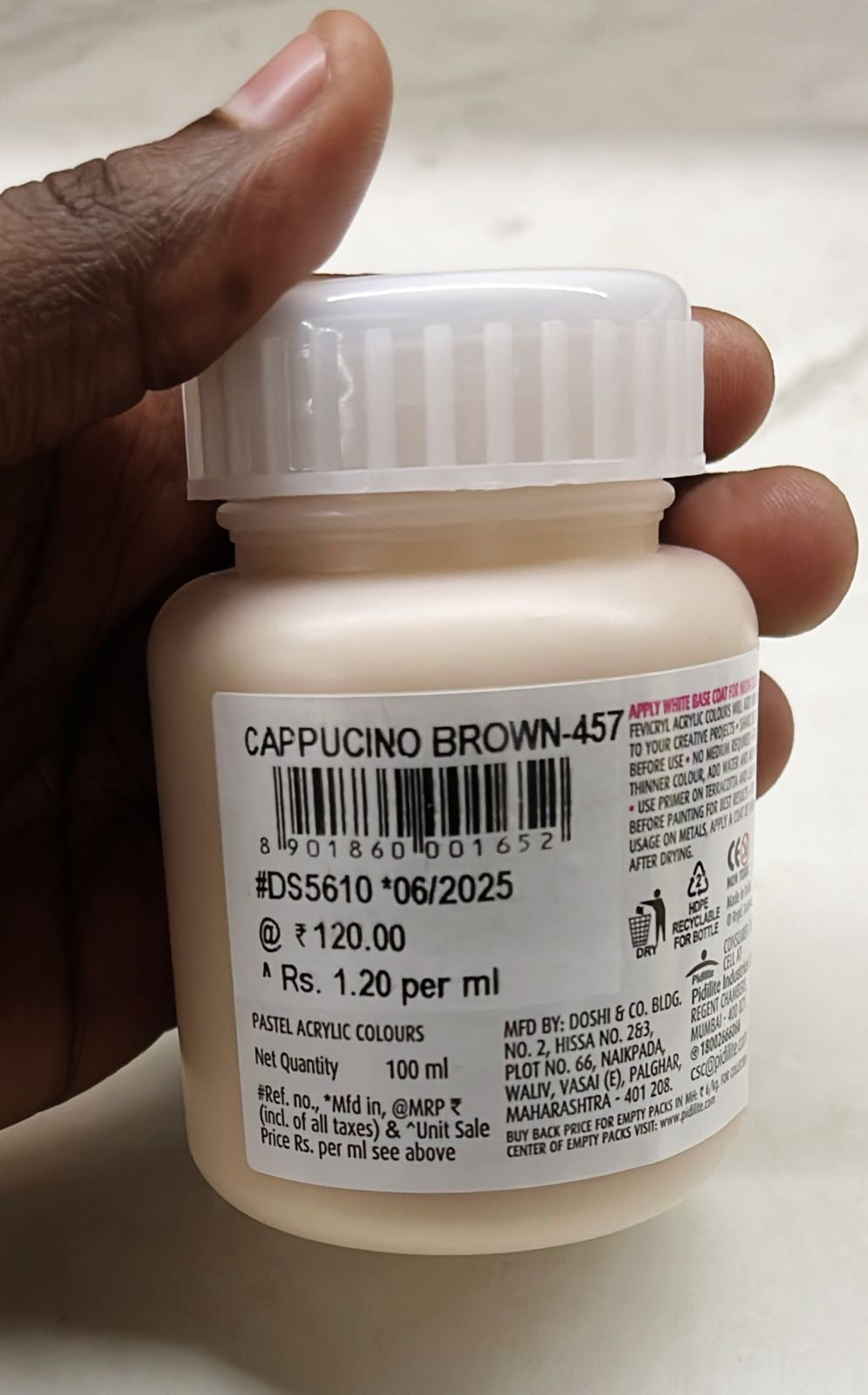 Fevicryl pastel acrylic colours cappuccino brown 100ml -1pack