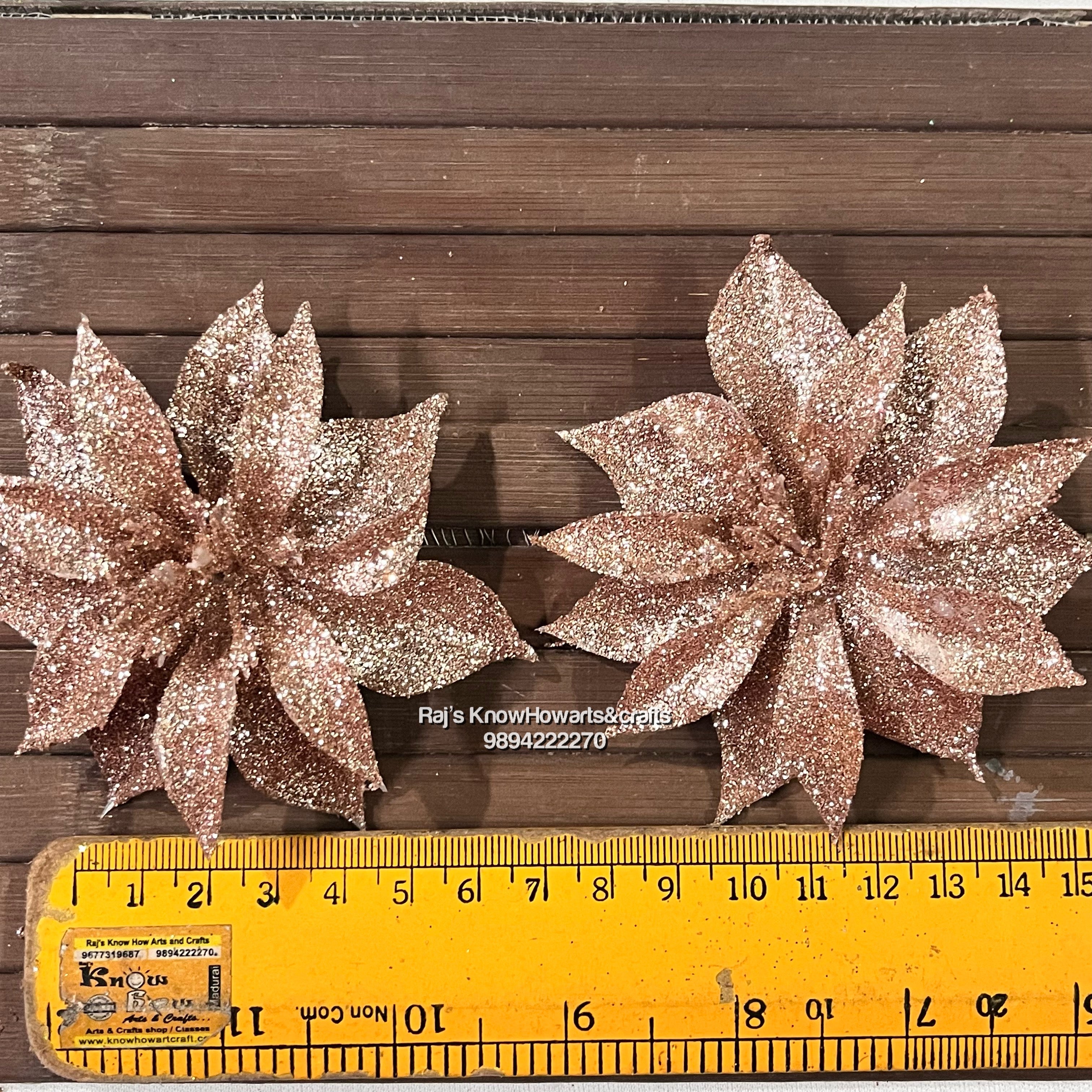 Copper  Glitter flower - 2 pc