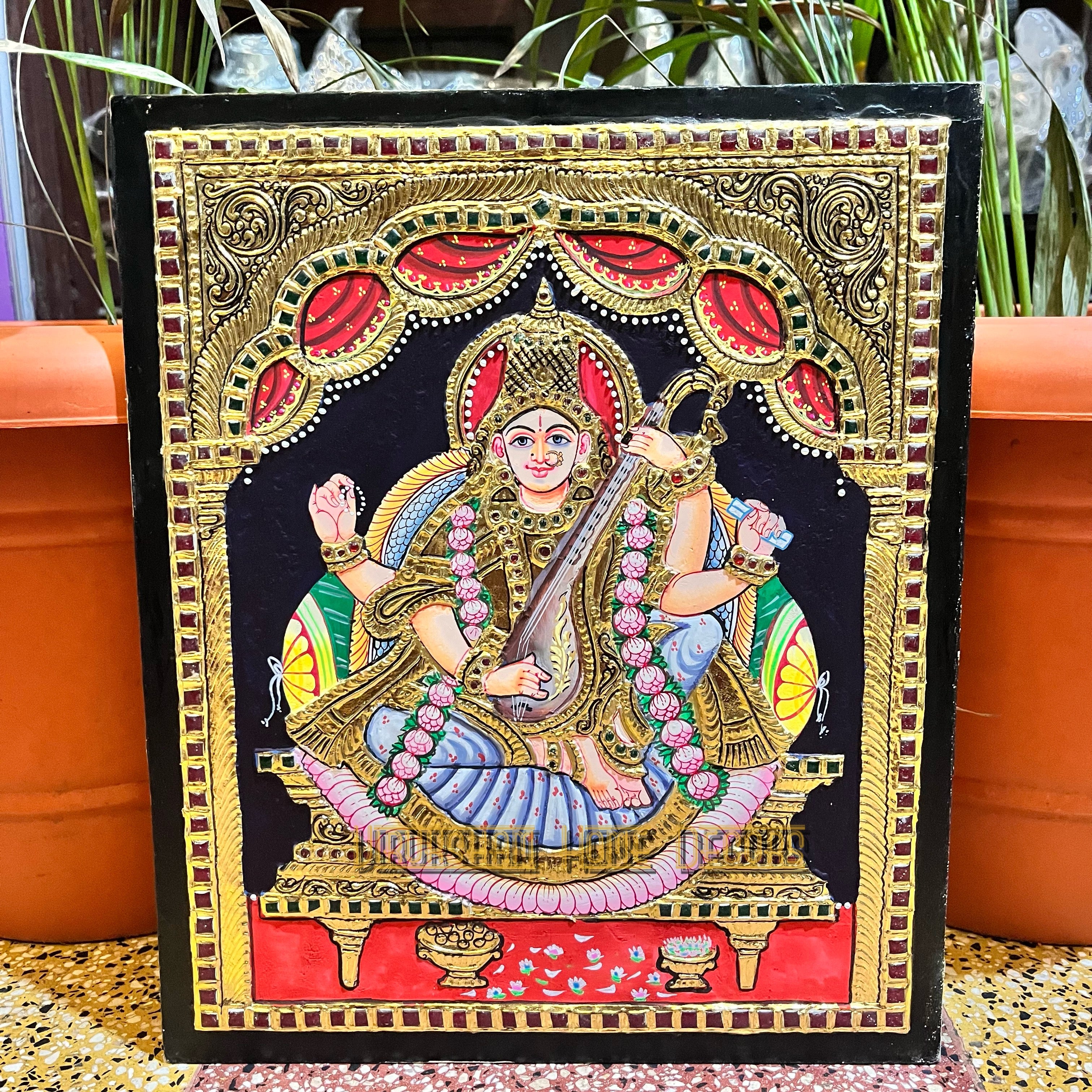 Saraswathi 10x12  Tanjore painting -1 board(15 days delivery time)without frame