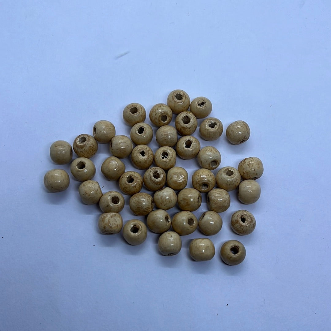 Wooden beads  gold round beads 50g