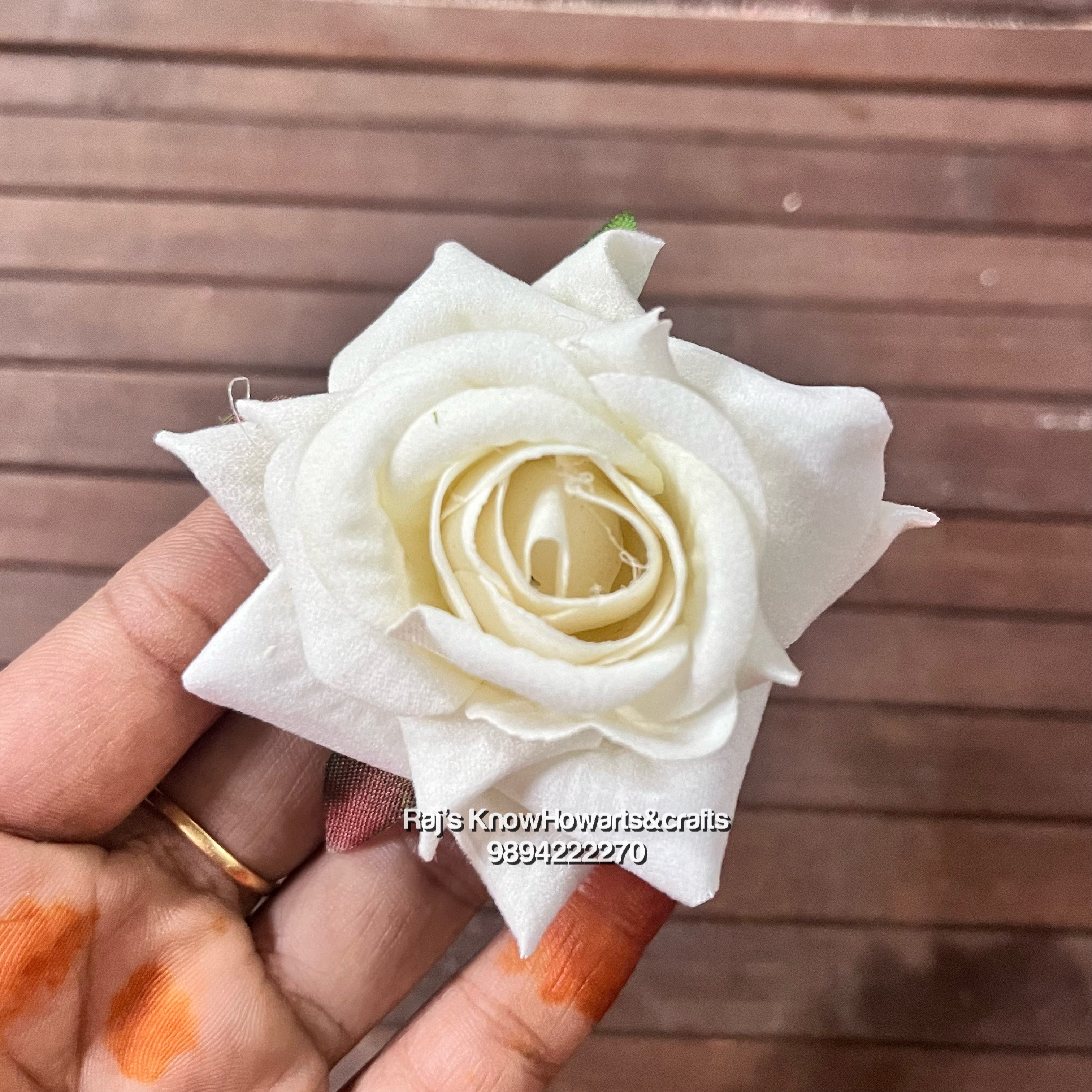 Artificial velvet rose  flower - 5pc