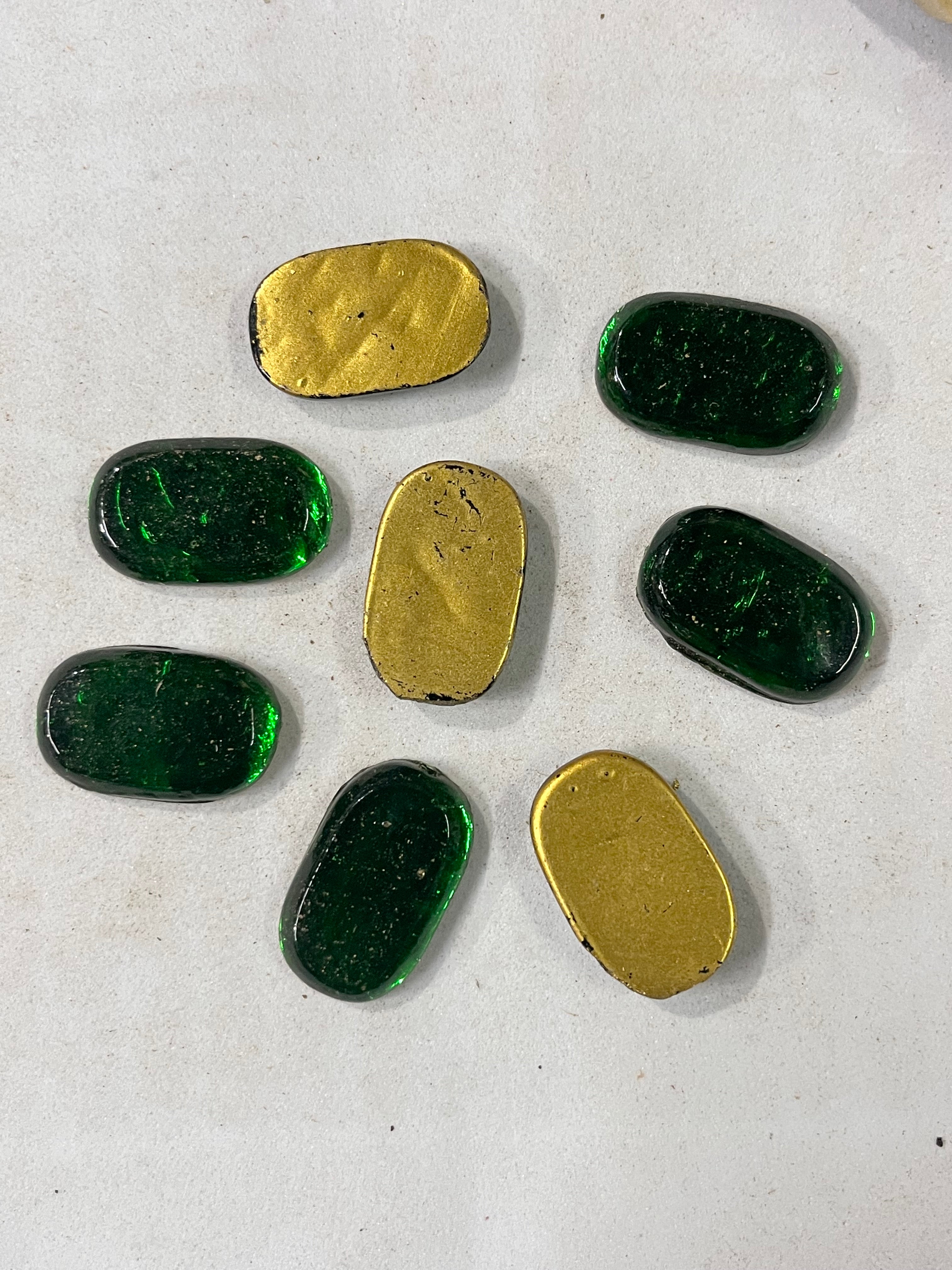 15x25 green oval Tanjore Painting Jaipur Kundan stones -25  stones in a pack - 15OG