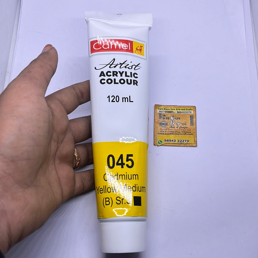 Cadmium yellow medium  -120ml Camlin Artist range  acrylic colours