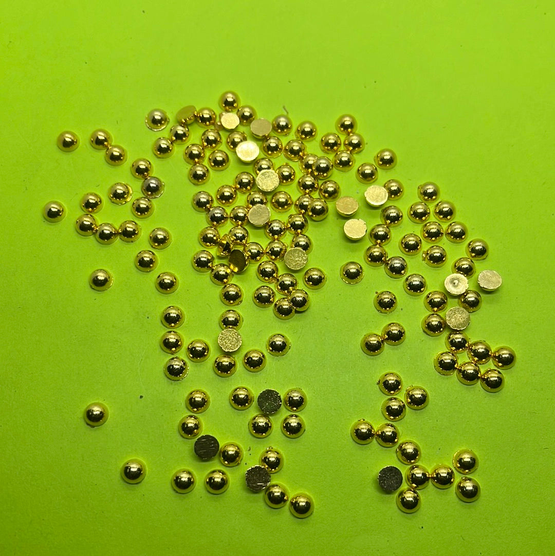 4mm  golden round half beads more than 25pc