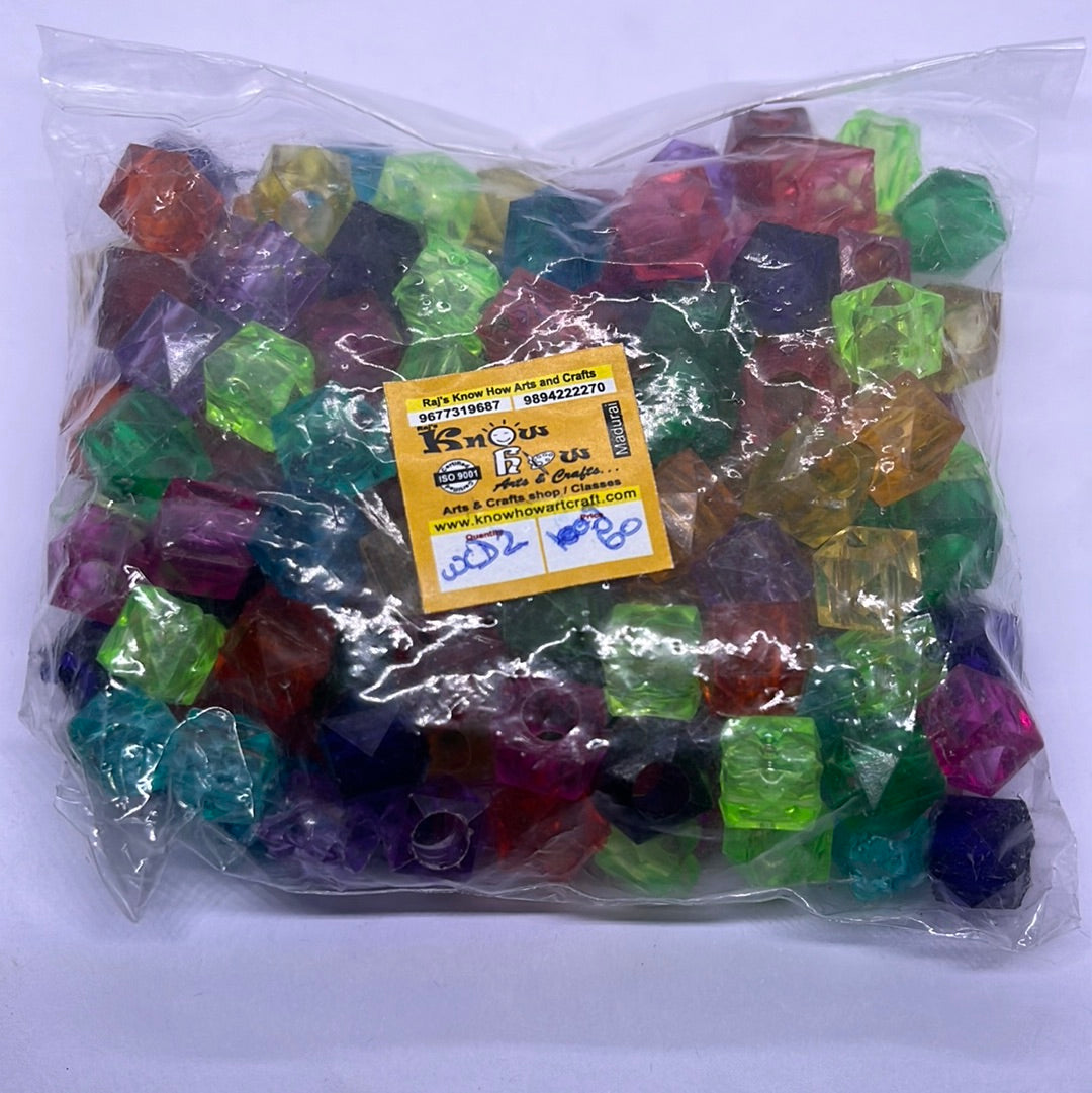 Acrylic  plastic    Multicoloured small beads -50g in a pack