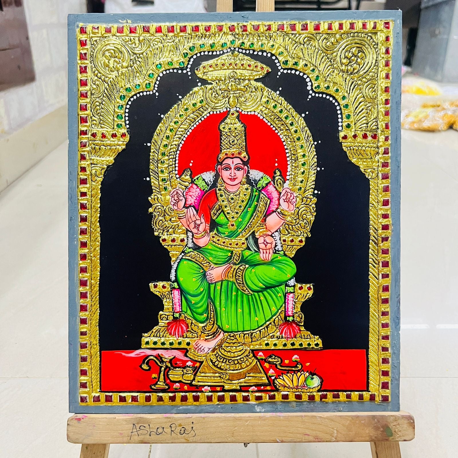 Bhuvaneshwari Tanjore painting 10x12(15days  delivery form payment date)-1pack