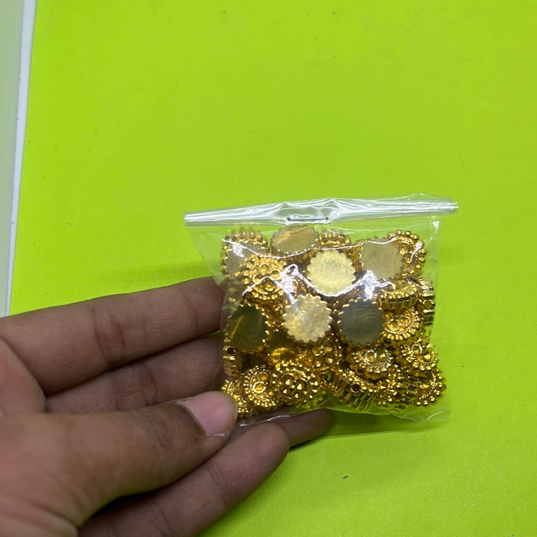 10mm Dull  golden flower acrylic  beads more than 25pc