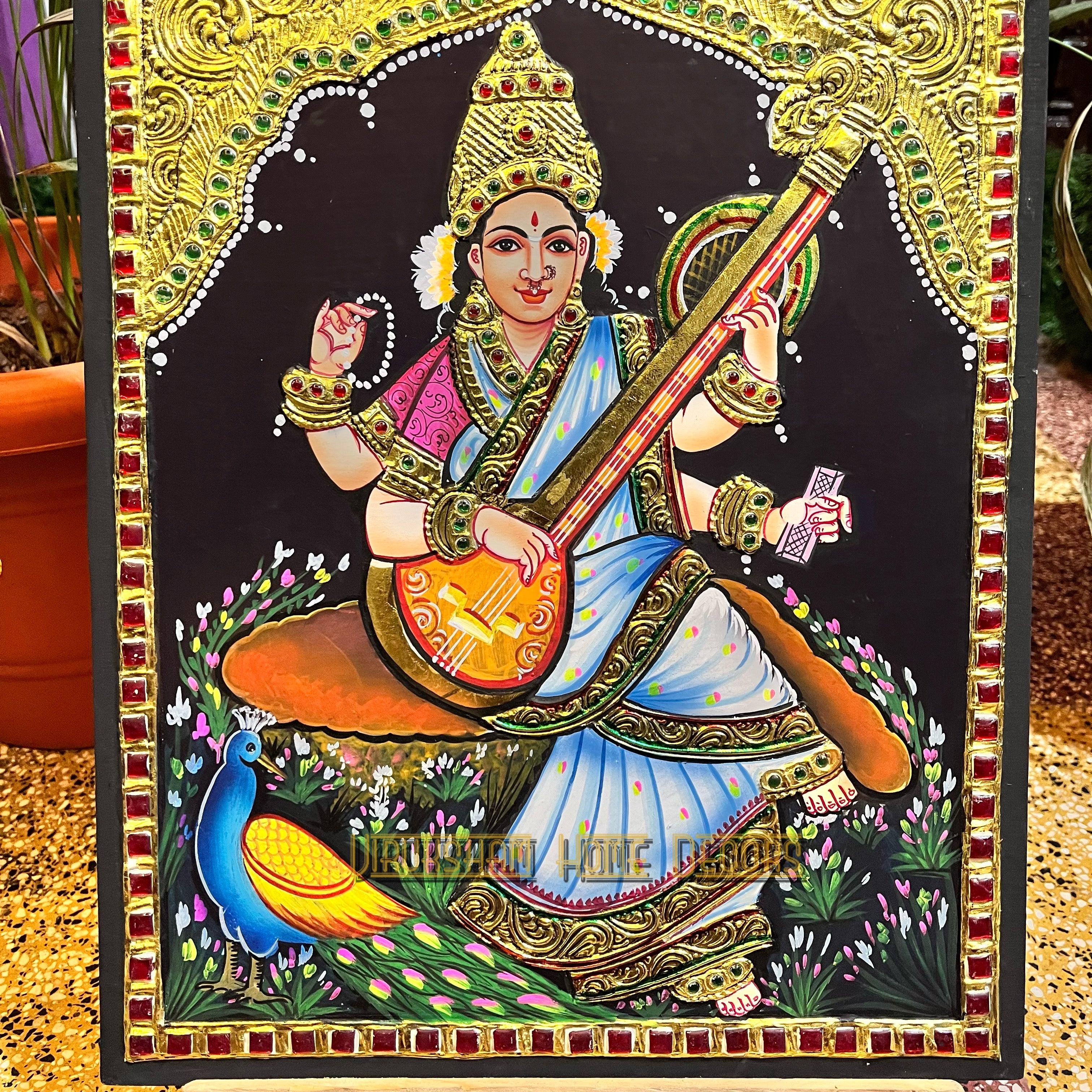 Saraswathi 12x15  Tanjore painting -1 board(15 days delivery time)without frame