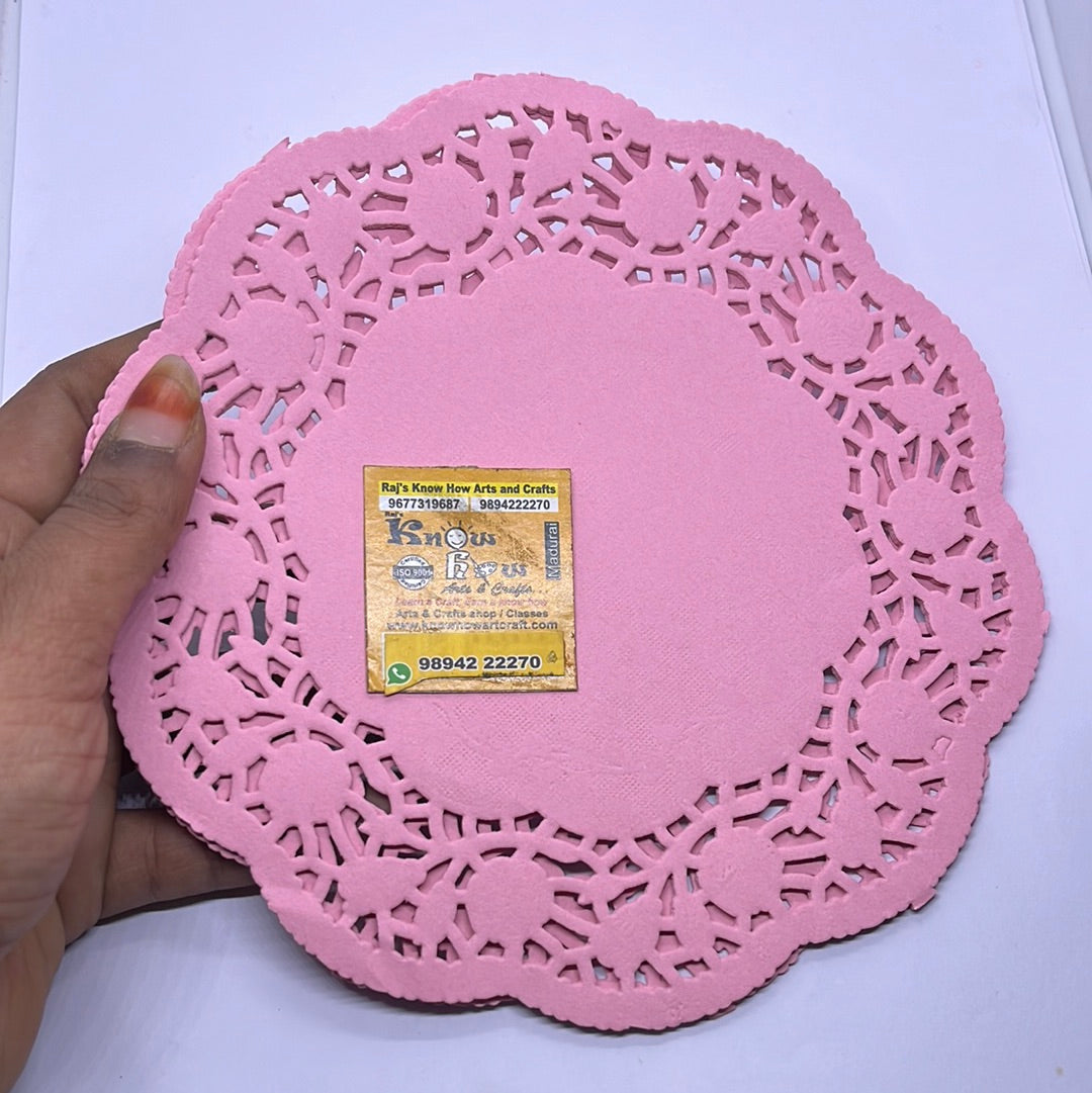 6.5 Paper doyleys round shape pink