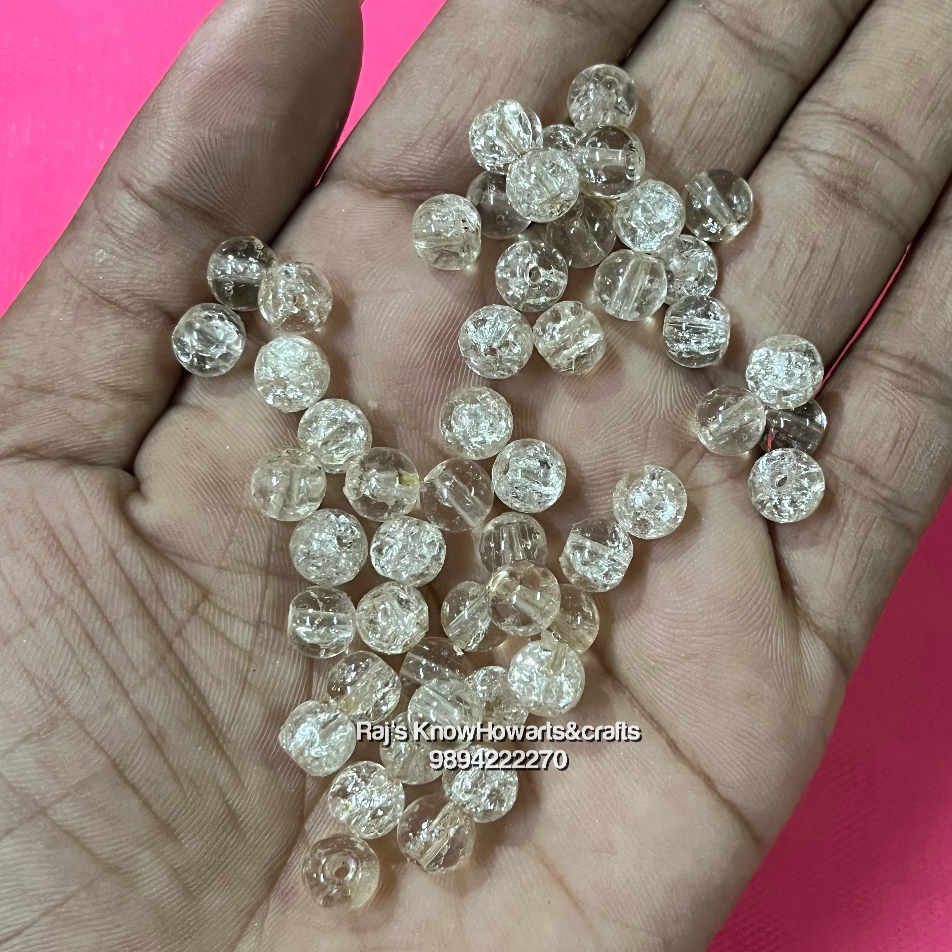 Broken glass beads white 6mm - 50g