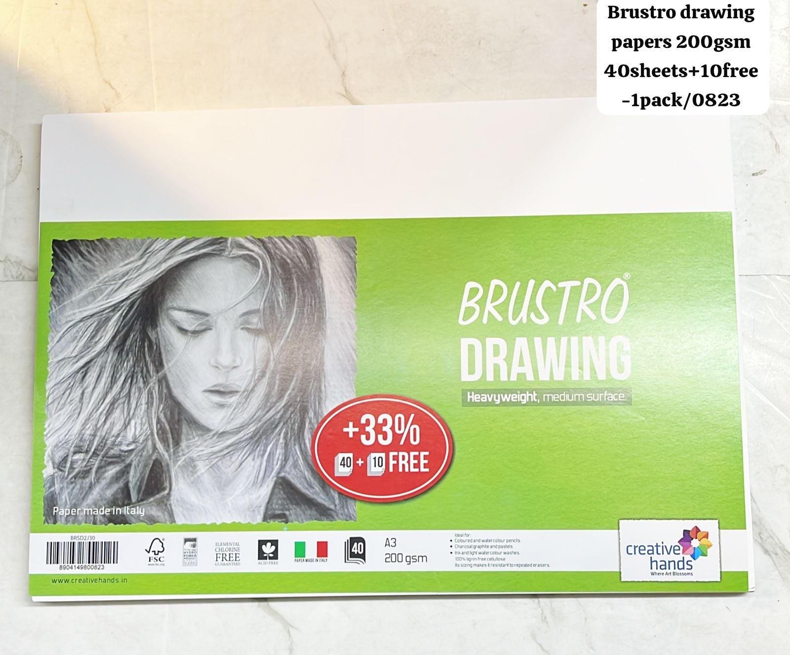 Brustro Drawing papers A3 200gsm 40sheets+10free -1pack/0823