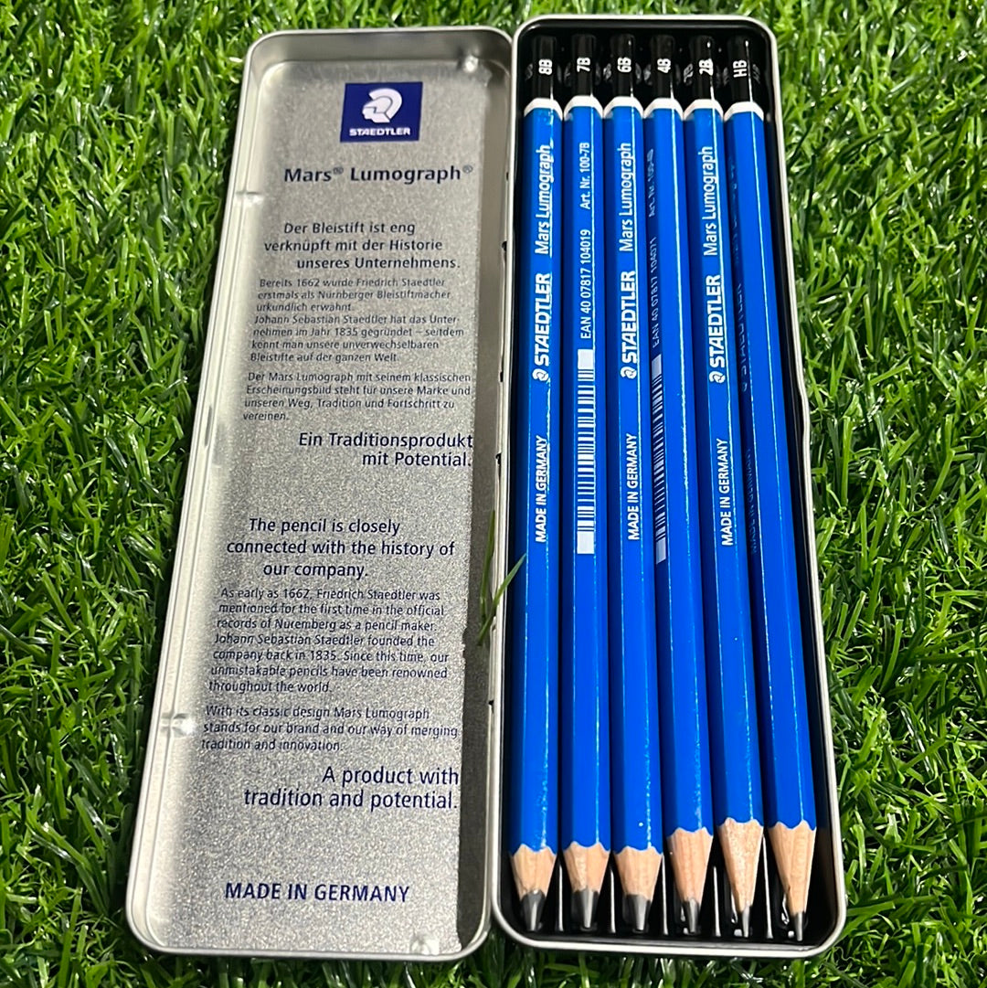 Staedtler  Mars lumograph Blue drawings pencils 6in1 set