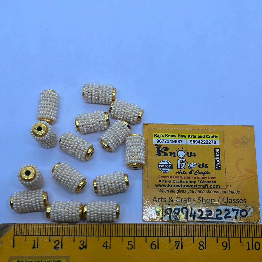 White seed bead & golden Artificial jewelry making 5 piece