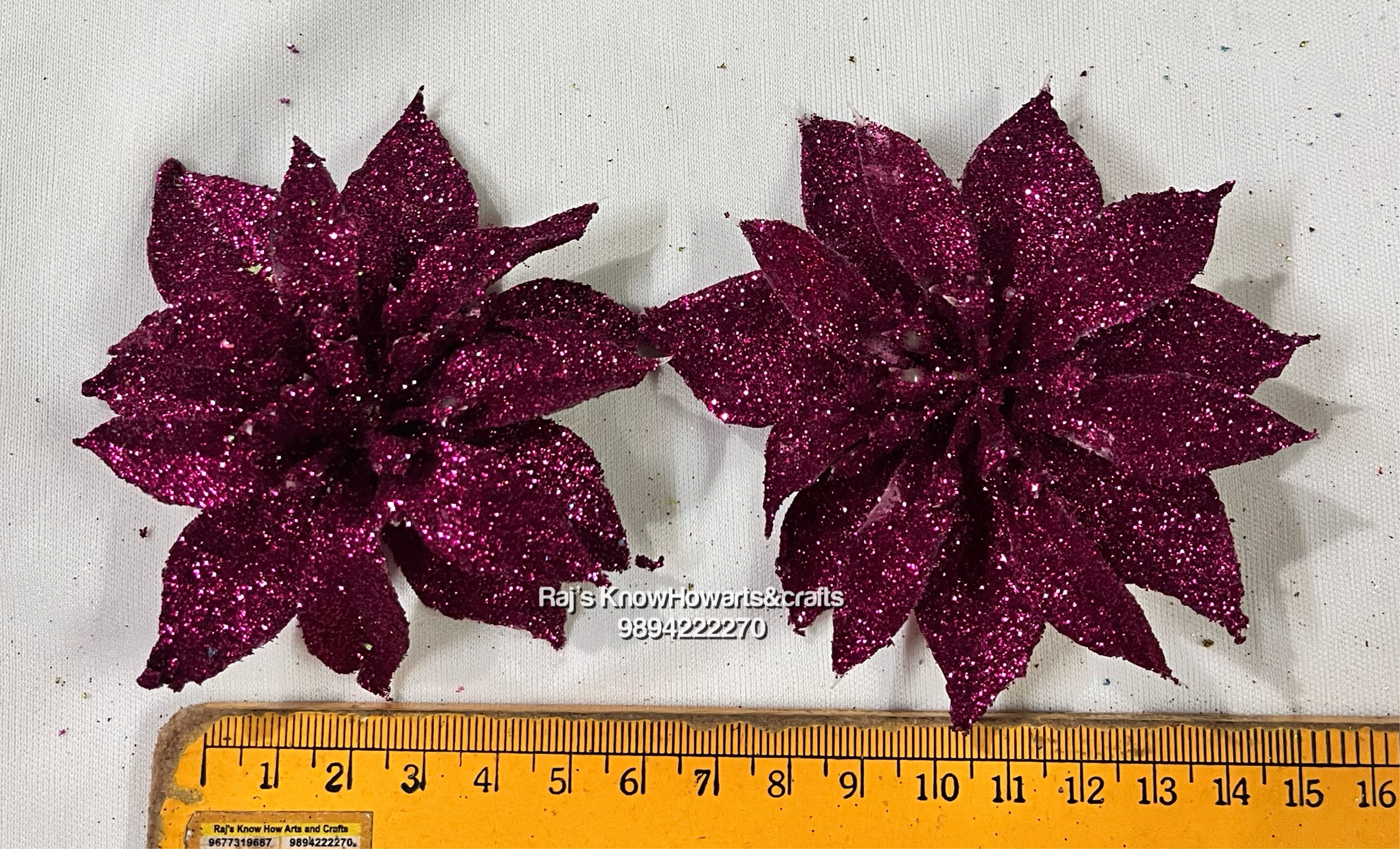 Dark pink Glitter flower - 2 pc