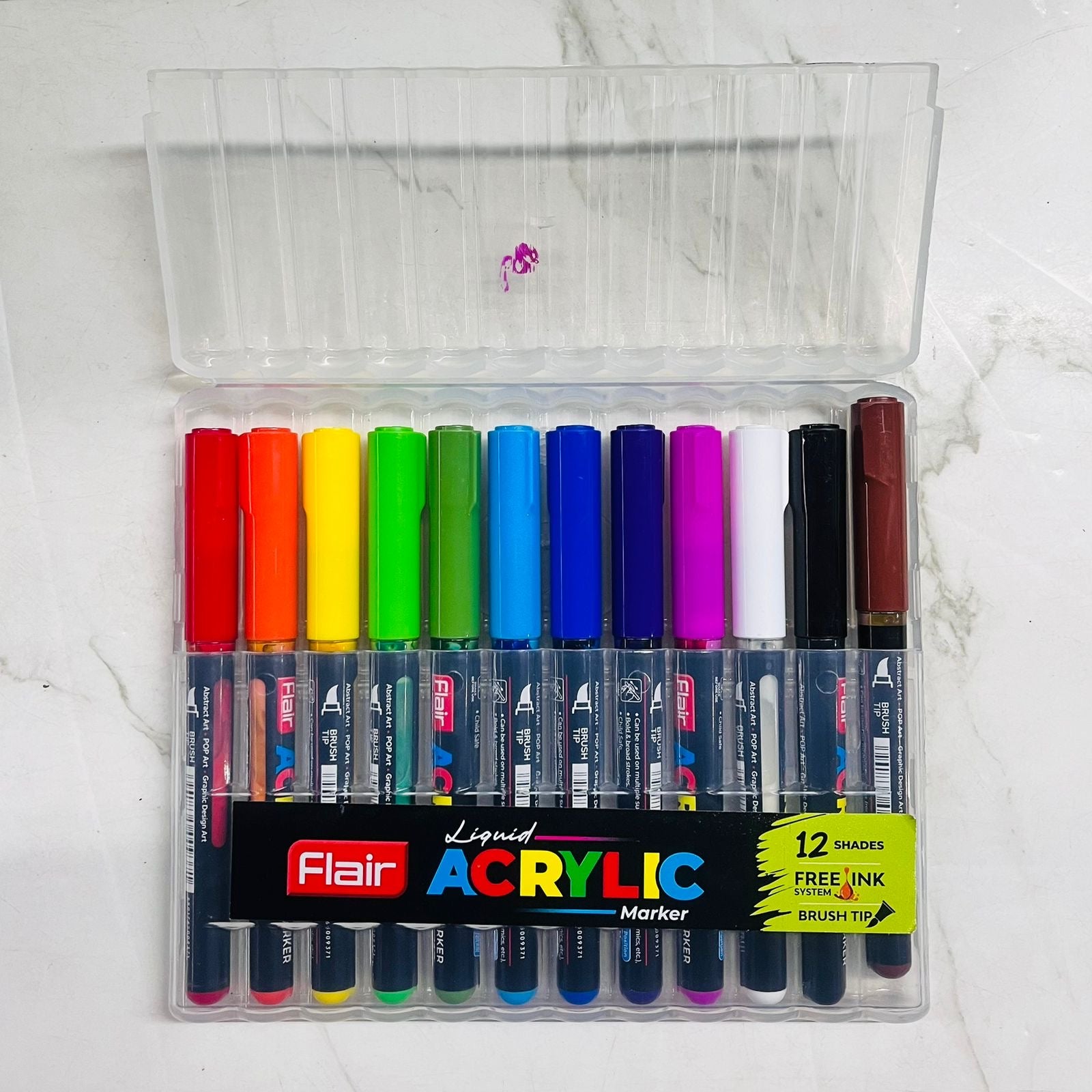 Flair liquid acrylic marker 12shades in a 1pack