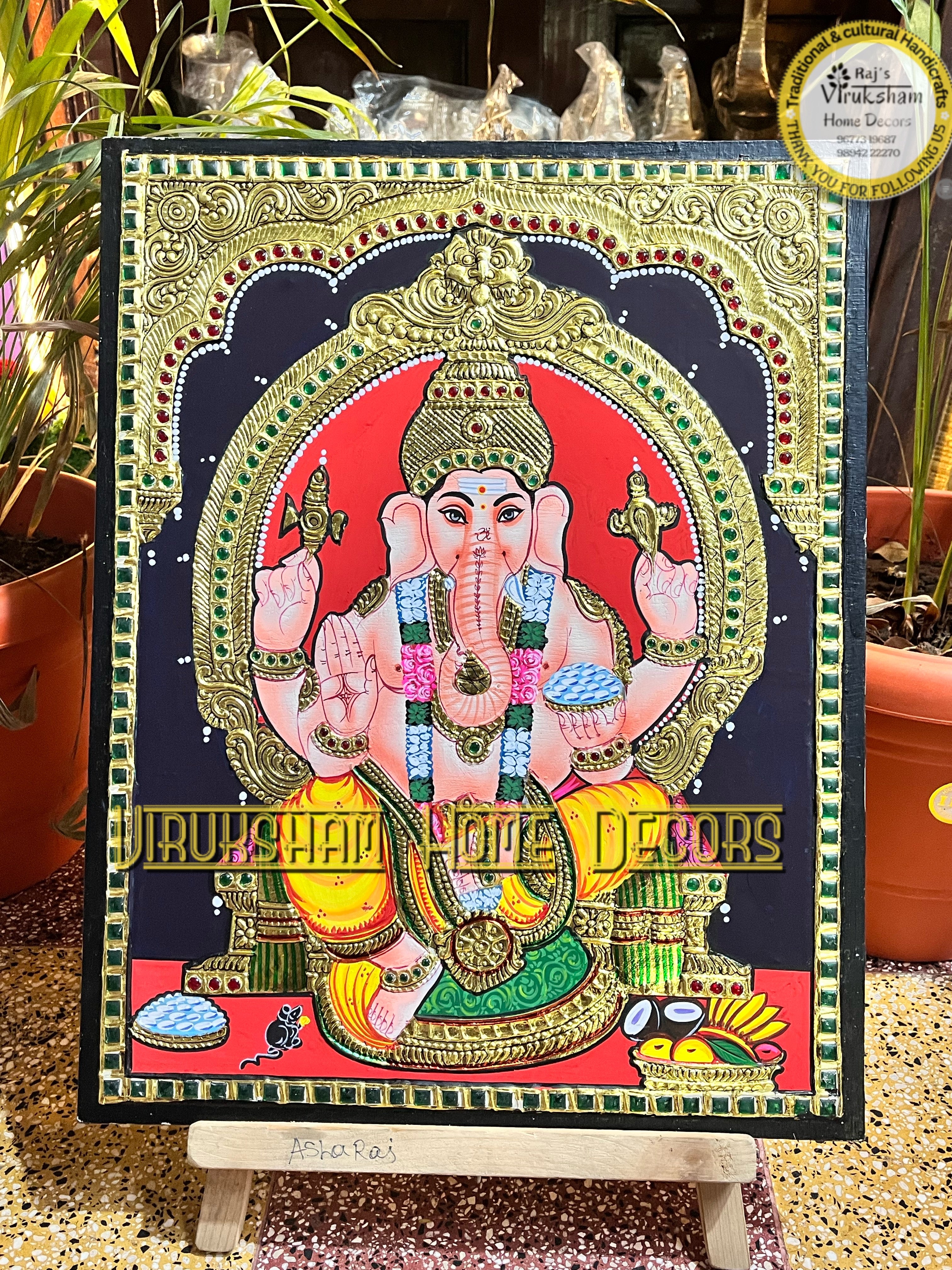 Vinayagar 14x18Tanjore painting -1 board(15 days delivery time)