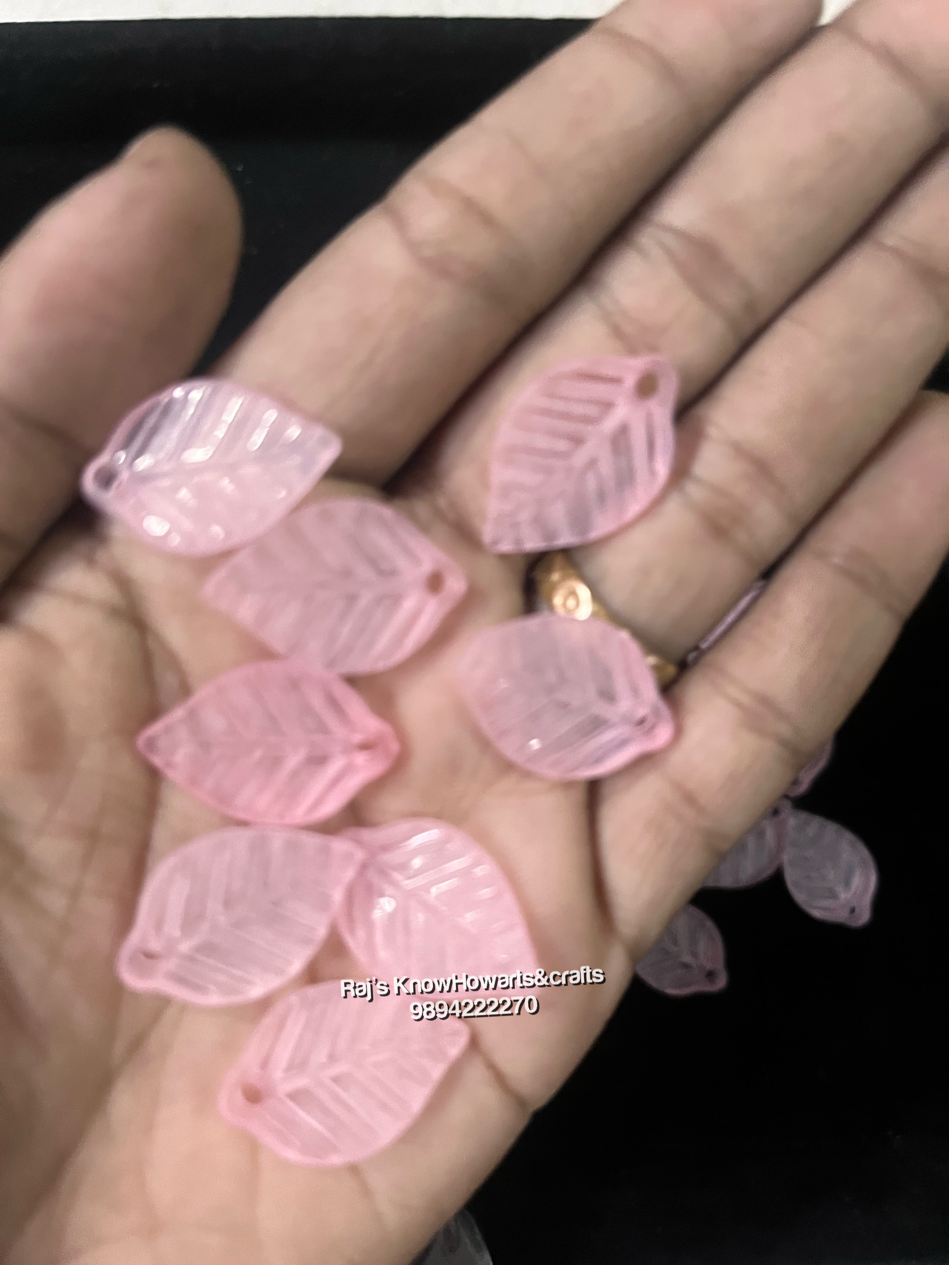 Light pink Leaf plain beads  - 50g in a pack