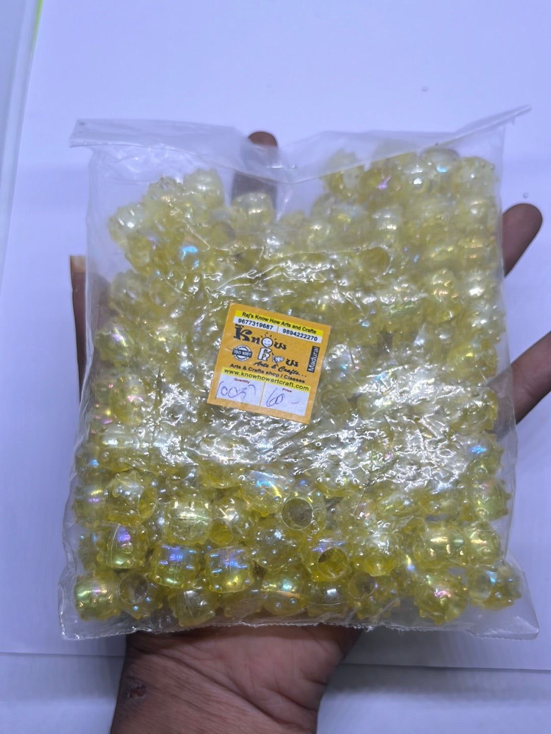 Acrylic light yellow color small beads -100g 5