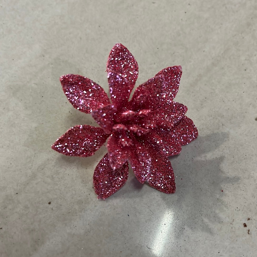 Pink Glitter flower - 1 pc