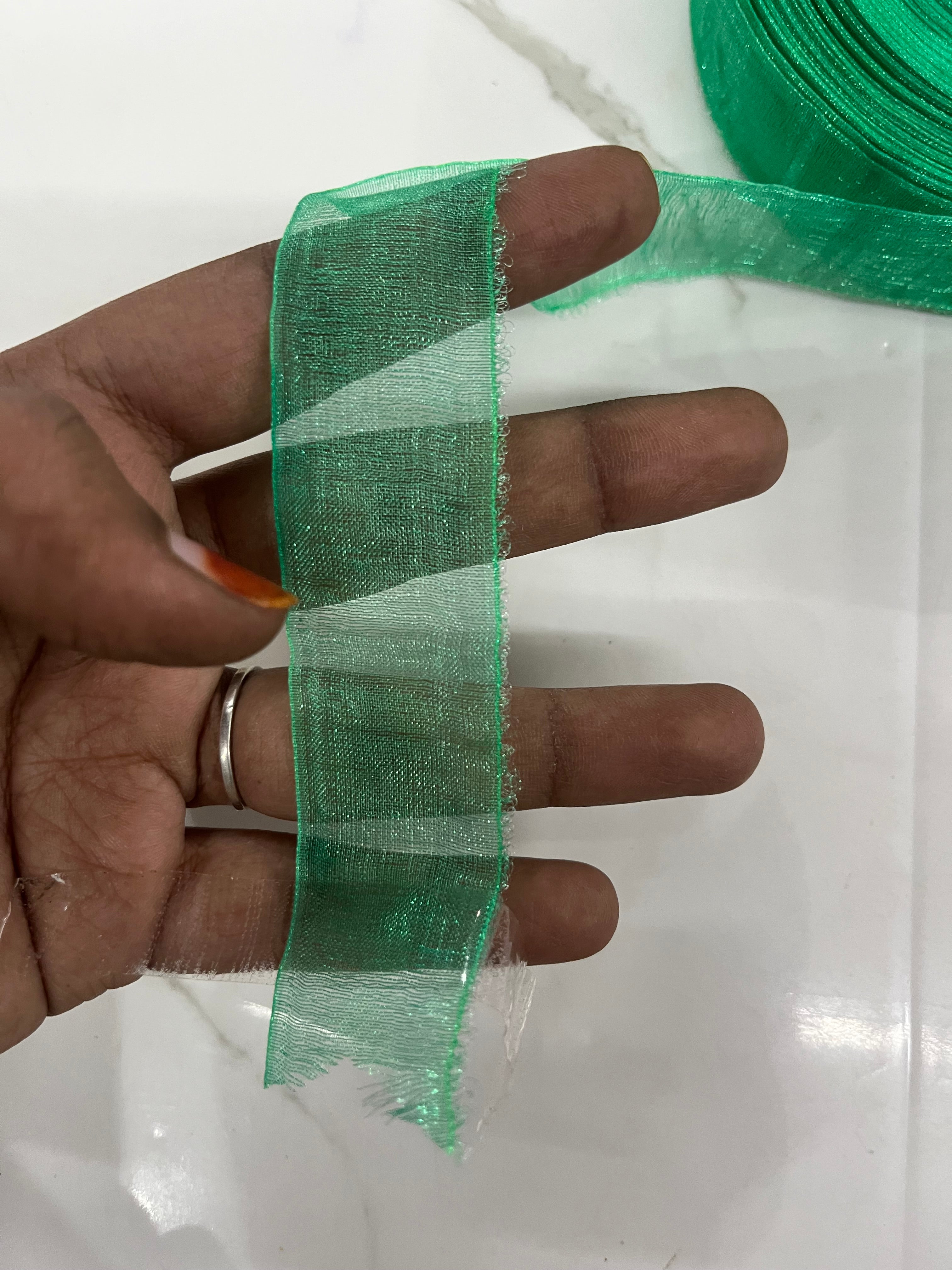 Green organza ribbon 1 inch