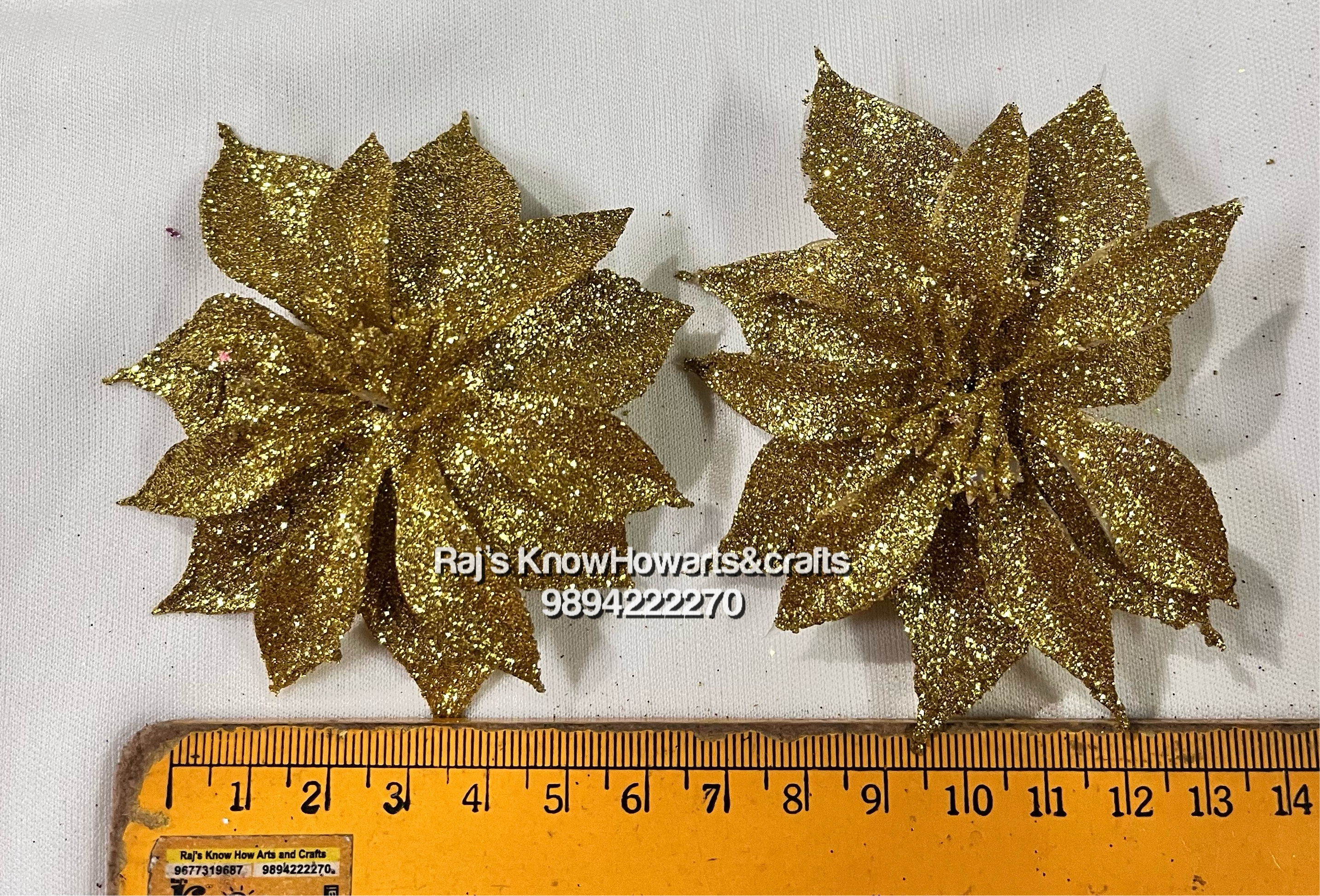 Gold Glitter Big flower - 2 pc