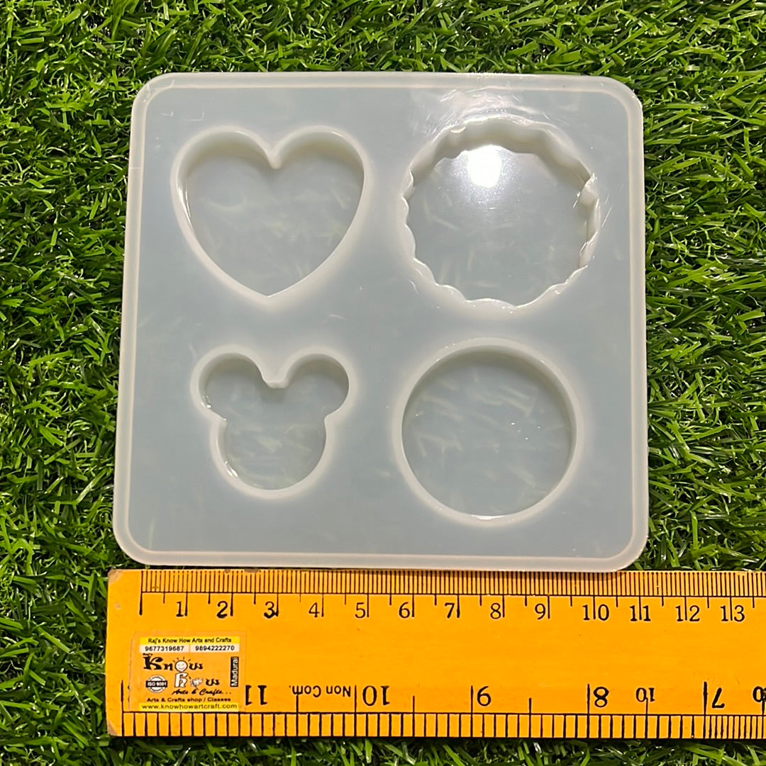 4in 1 heart round Resin silicon  shape mold