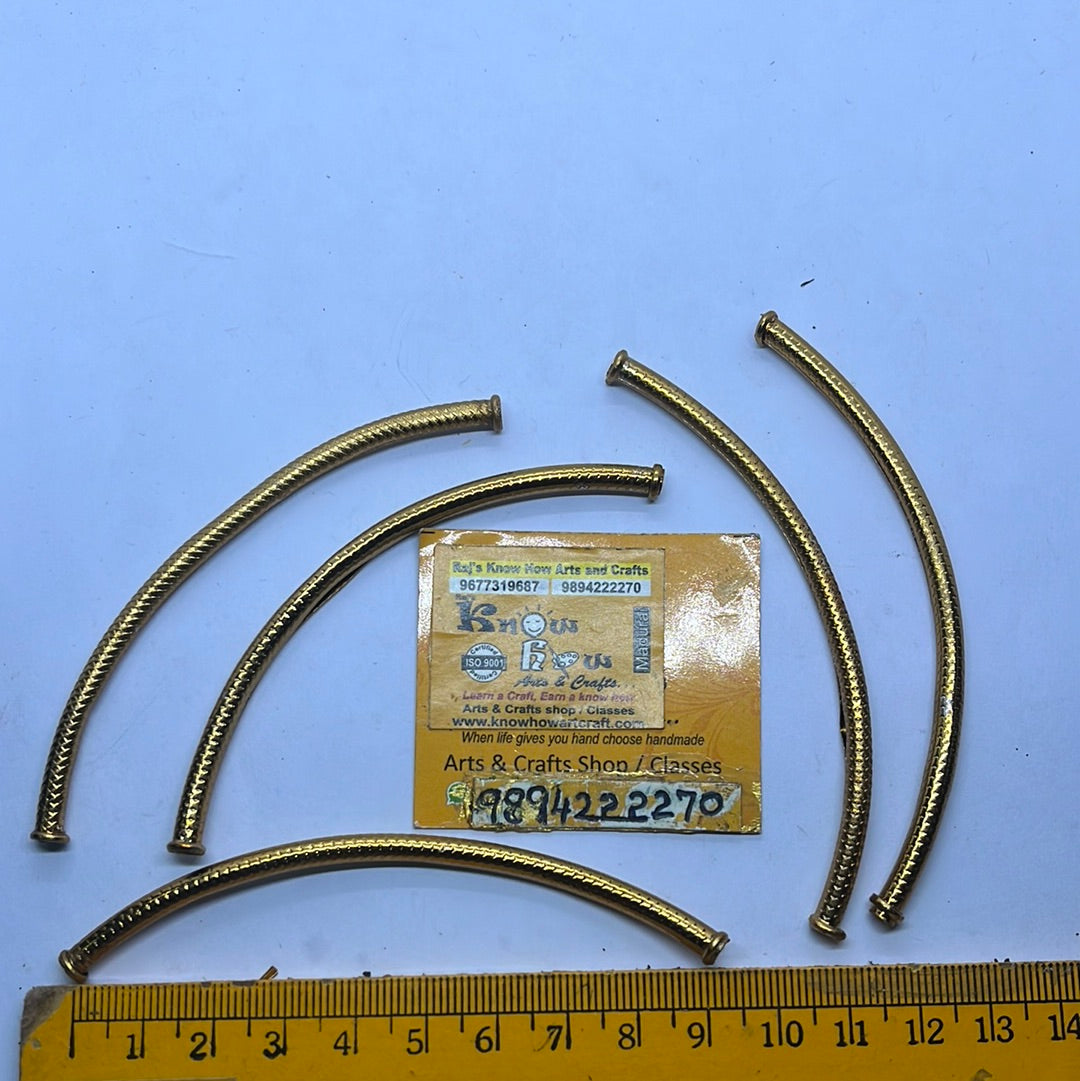 Bend pipe tubes gold beads  jewelry making 2pc